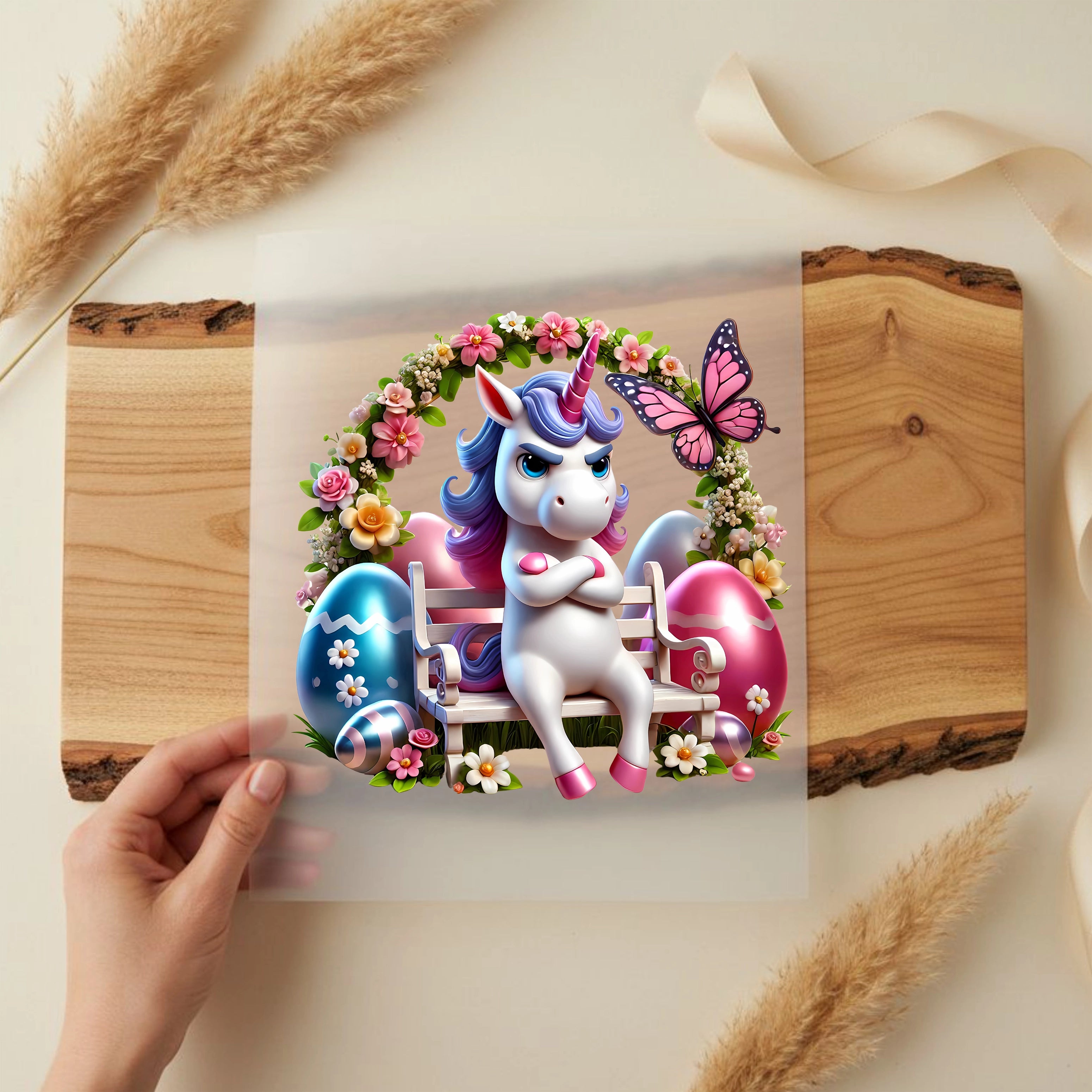 Bügelbild Grimmiges Einhorn Osterzauber