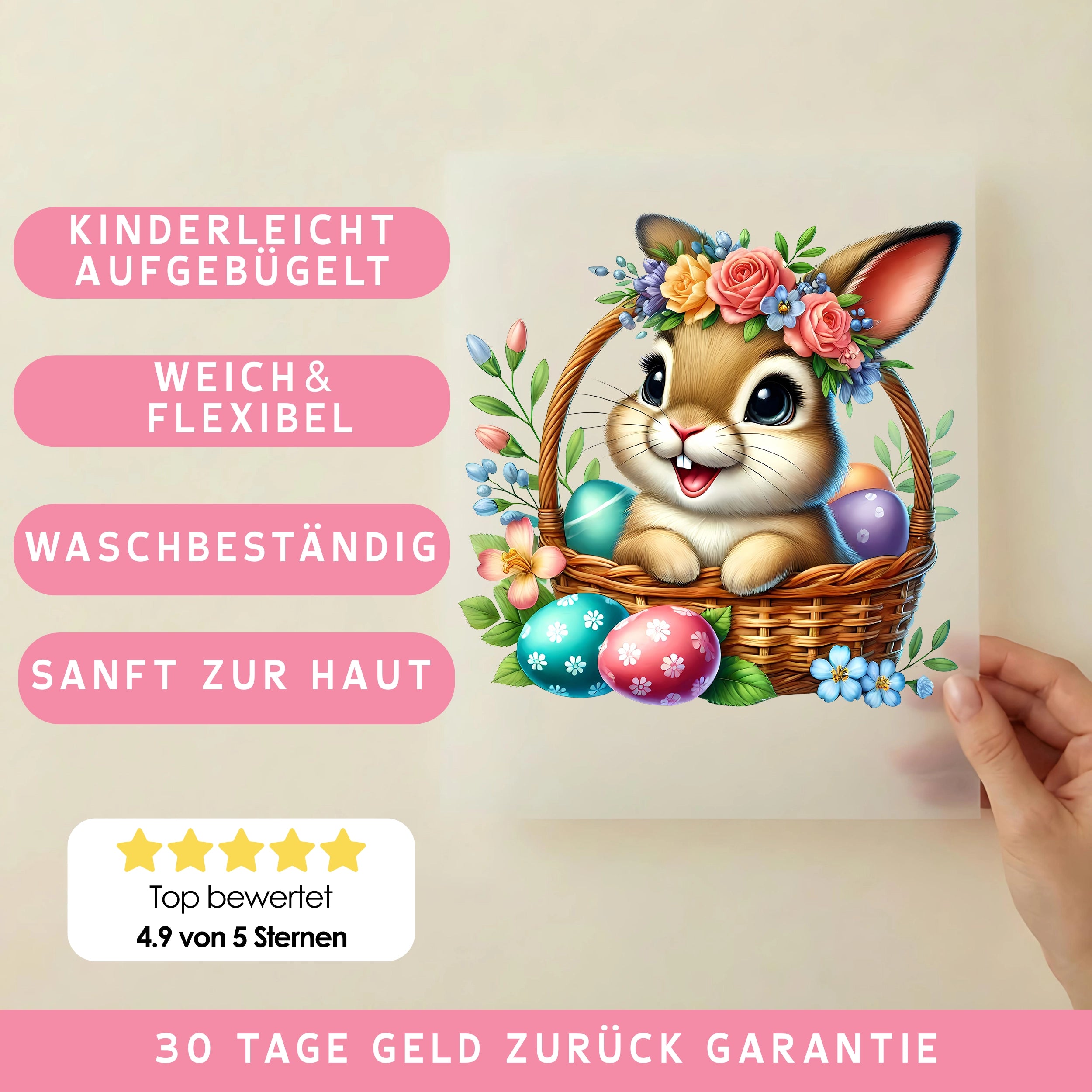 Bügelbild Hase Körbchenliebe Yara