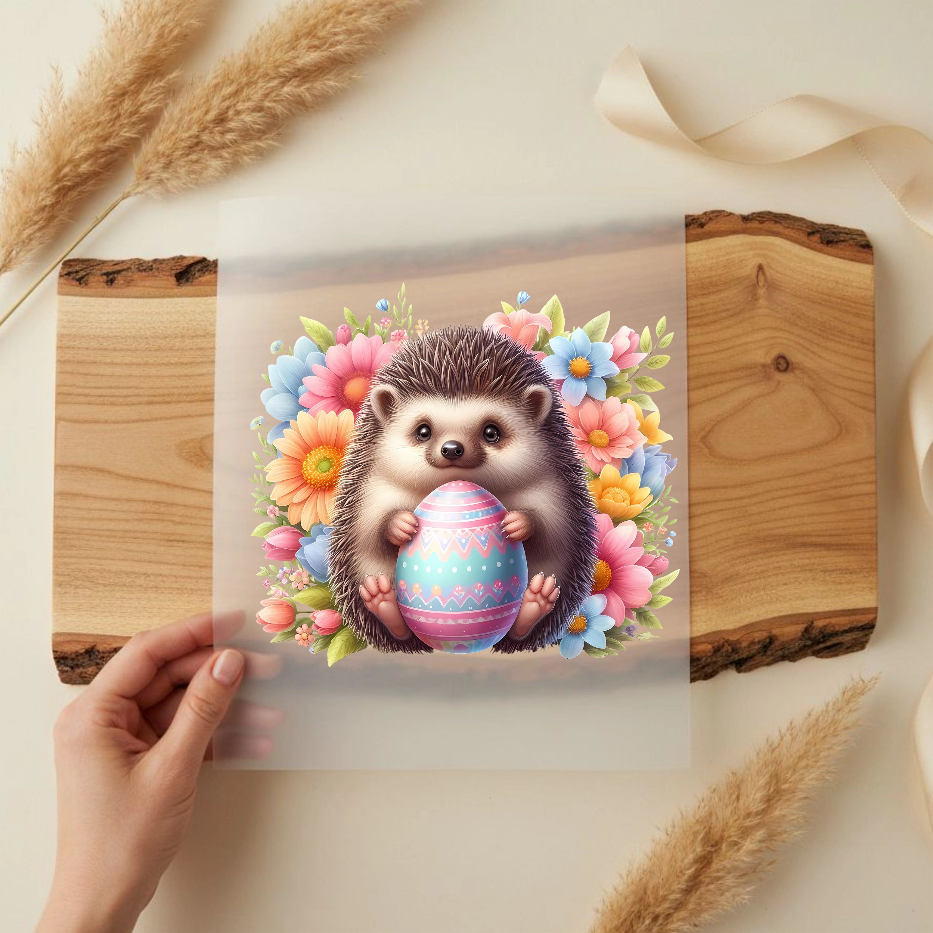 Bügelbild Igel Eierglück Ostern