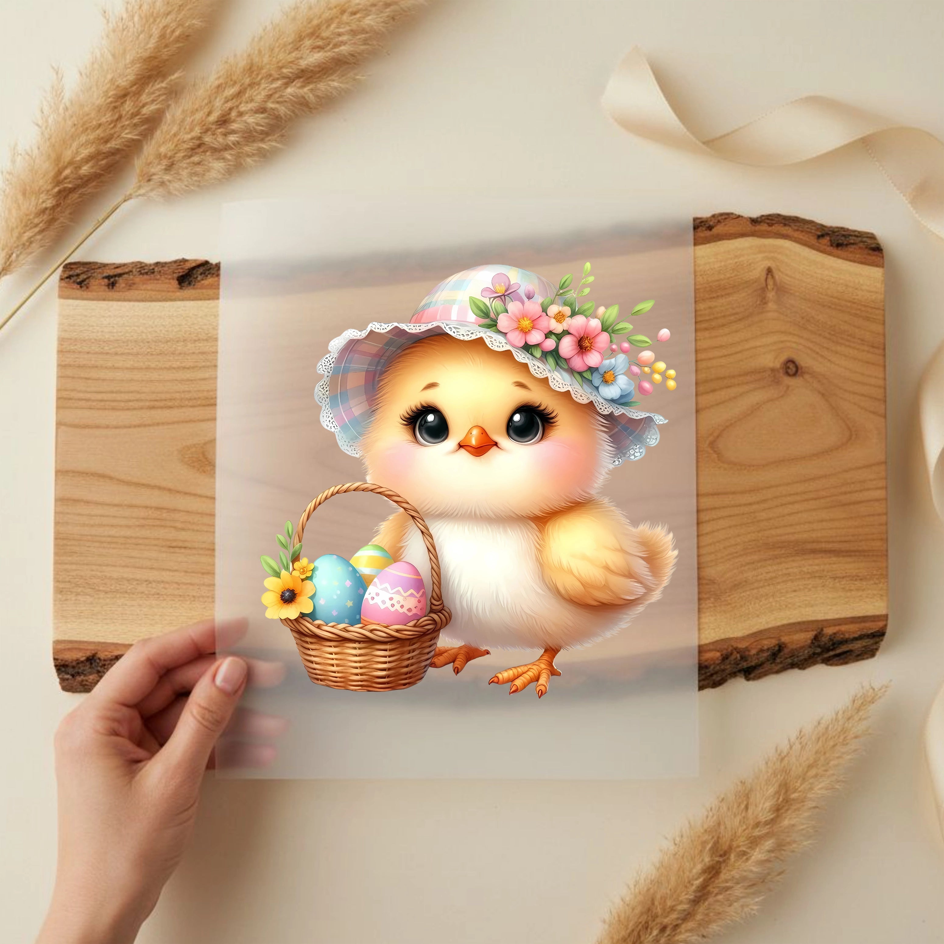 Bügelbild Kleine Eierbotin Küken