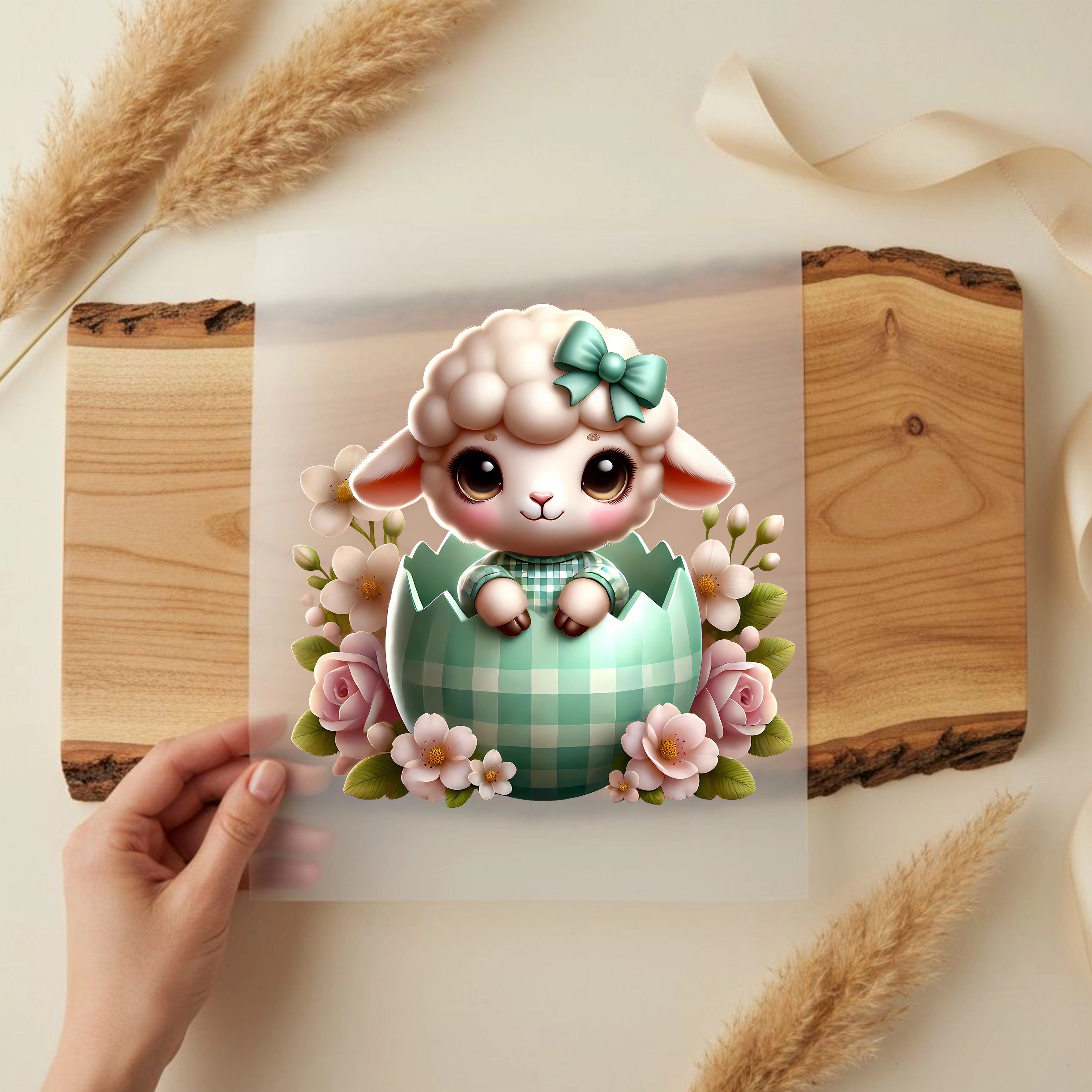 Bügelbild Kleines Lamm im Ei