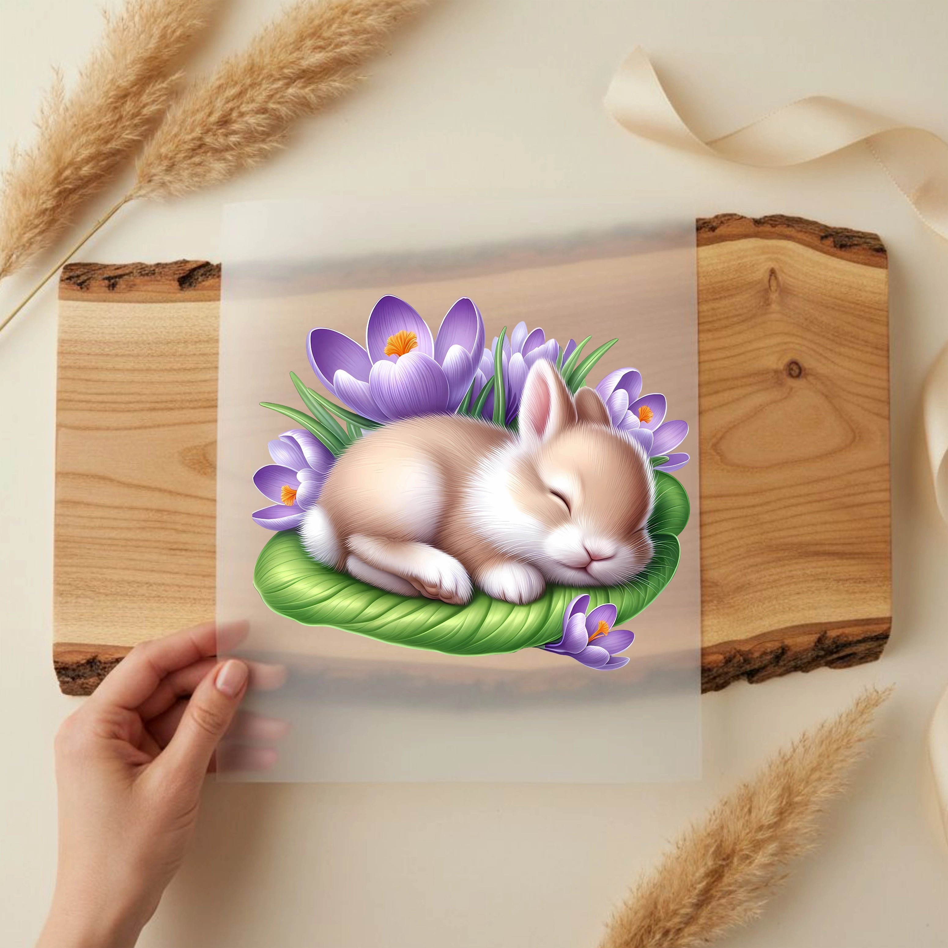Bügelbild Krokuszauber Hase