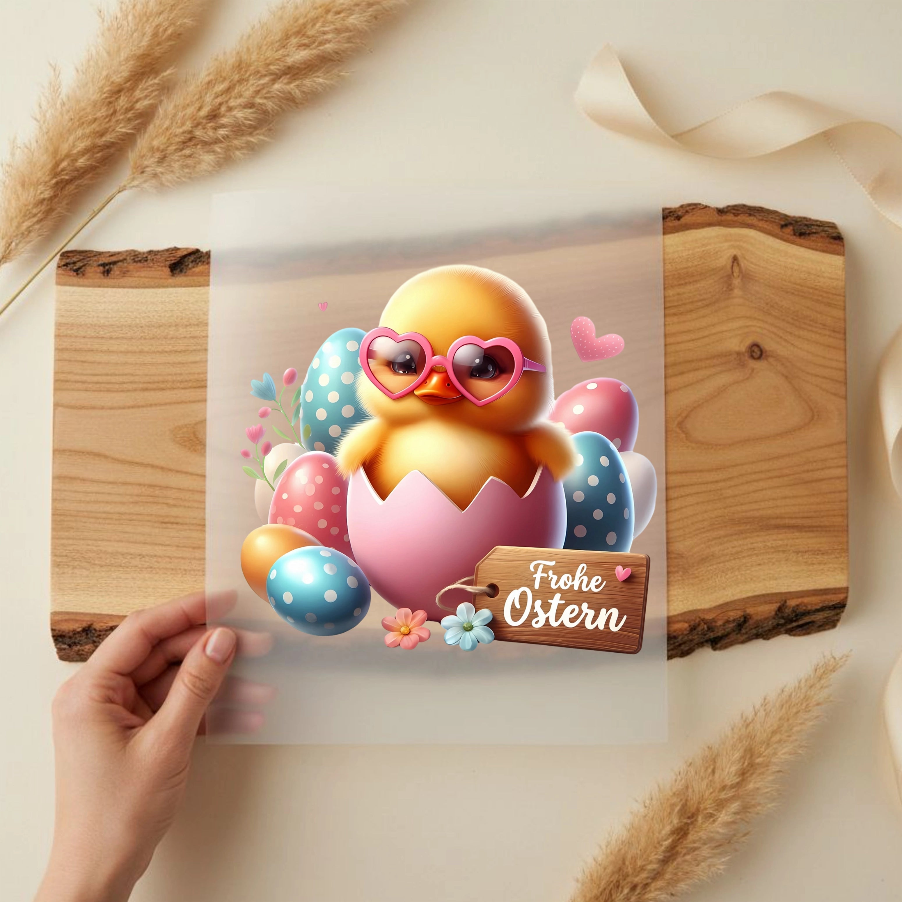 Bügelbild Küken Ei Zuckerblick Tilda