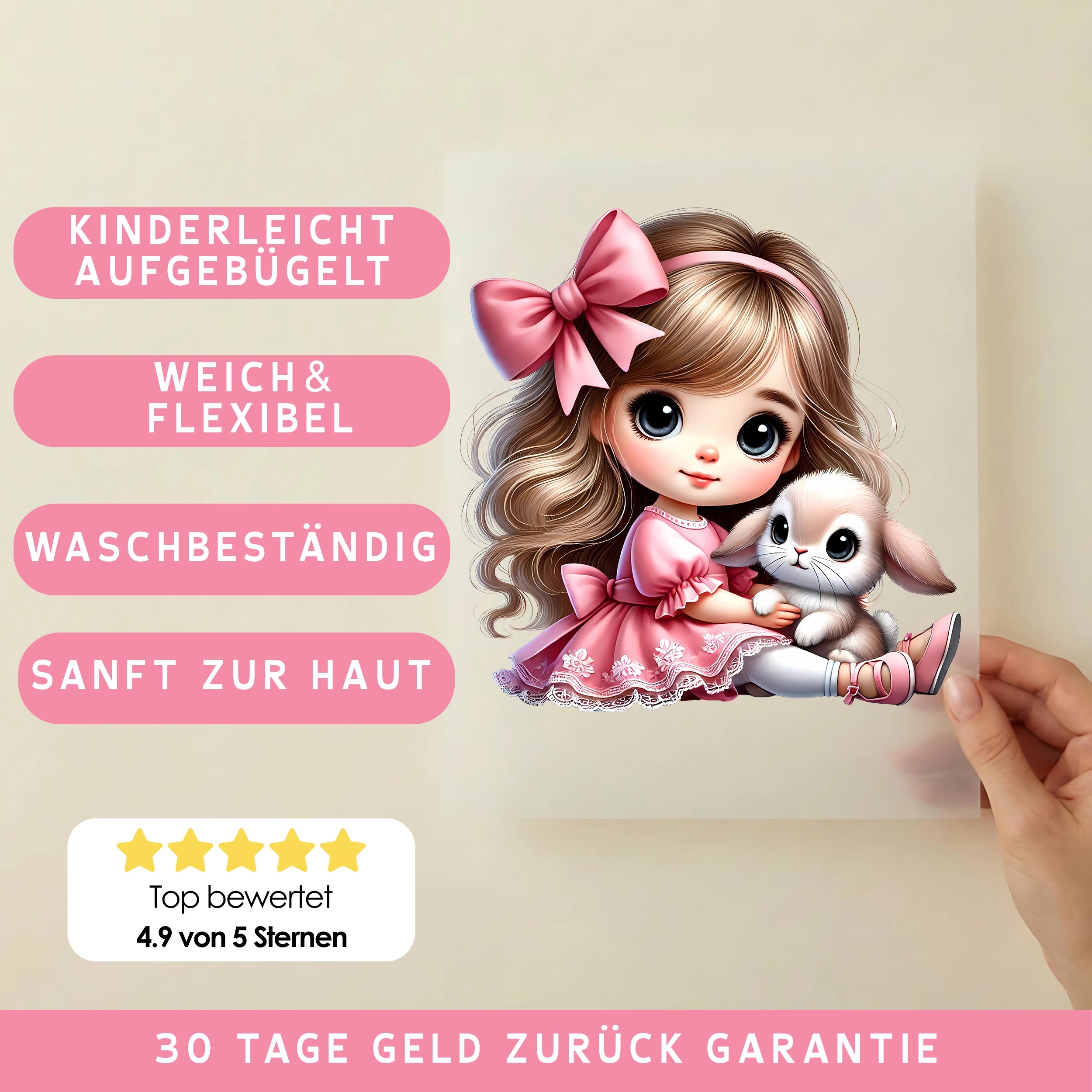 Bügelbild Mädchen Häschenliebe Emilia