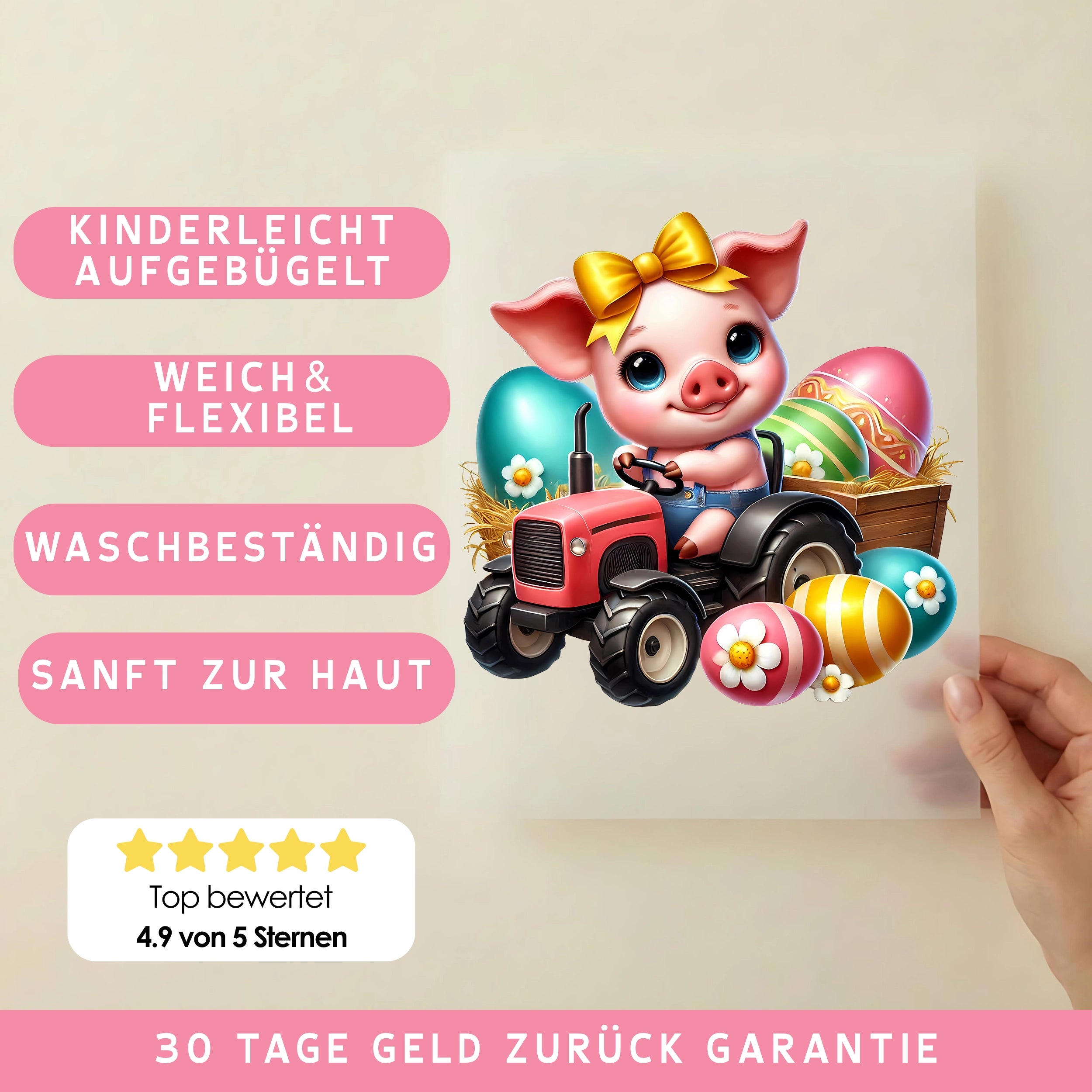 Bügelbild Osterferkel Traktorliebe