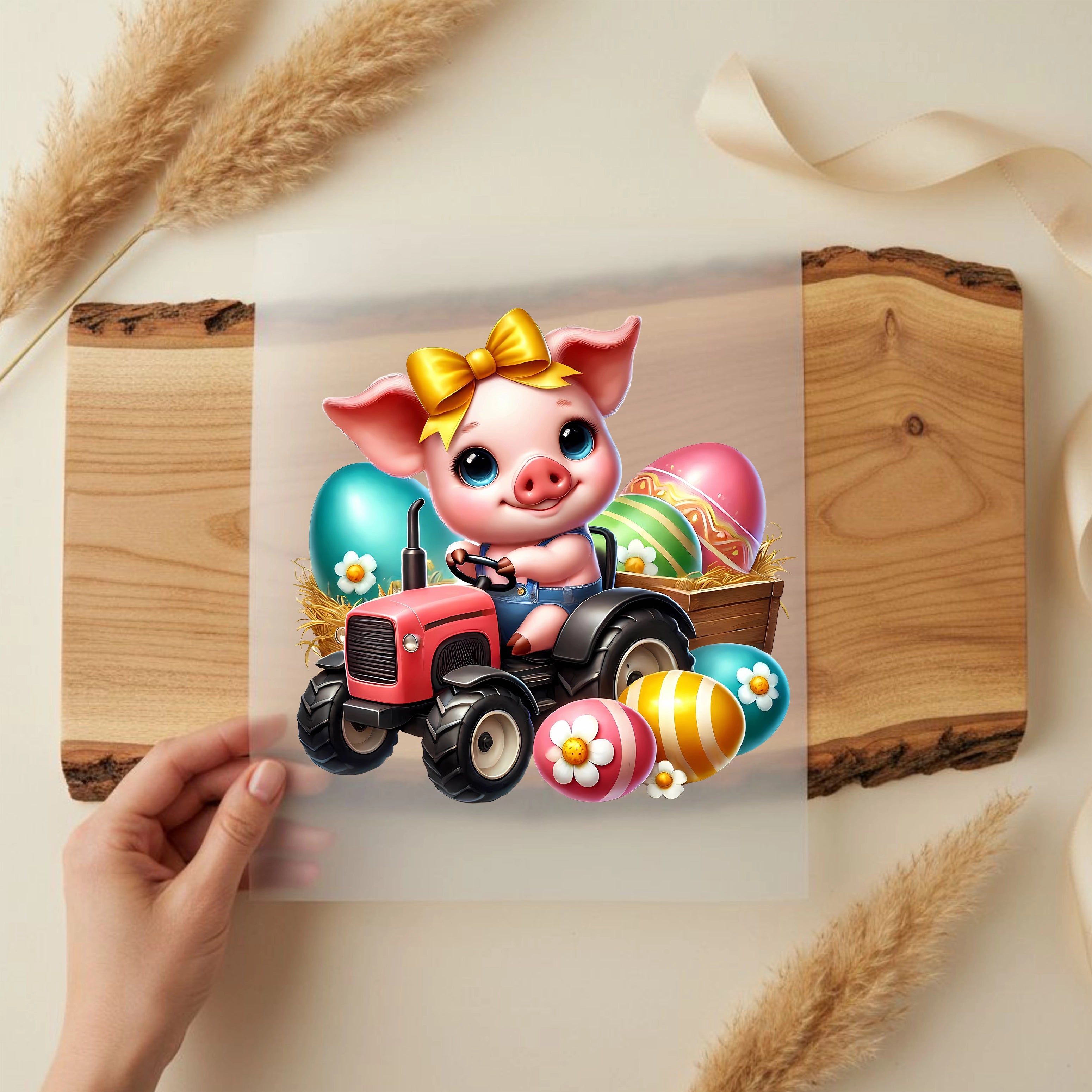 Bügelbild Osterferkel Traktorliebe
