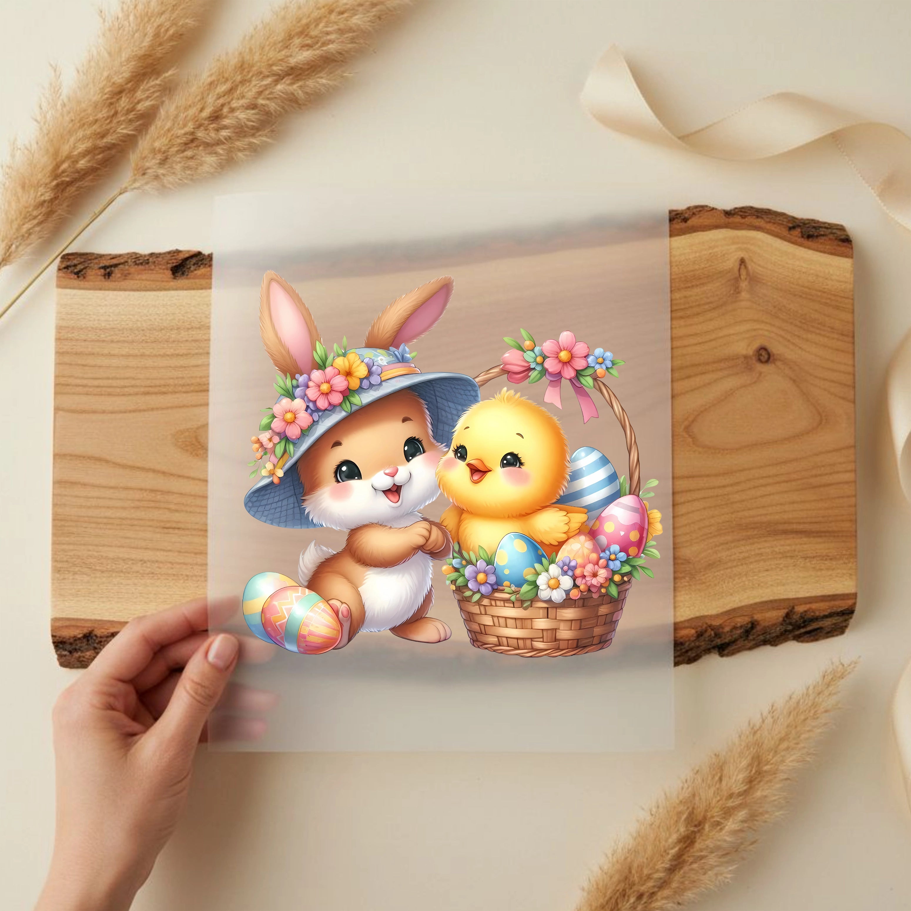 Bügelbild Ostern Gartenfreunde im Nest