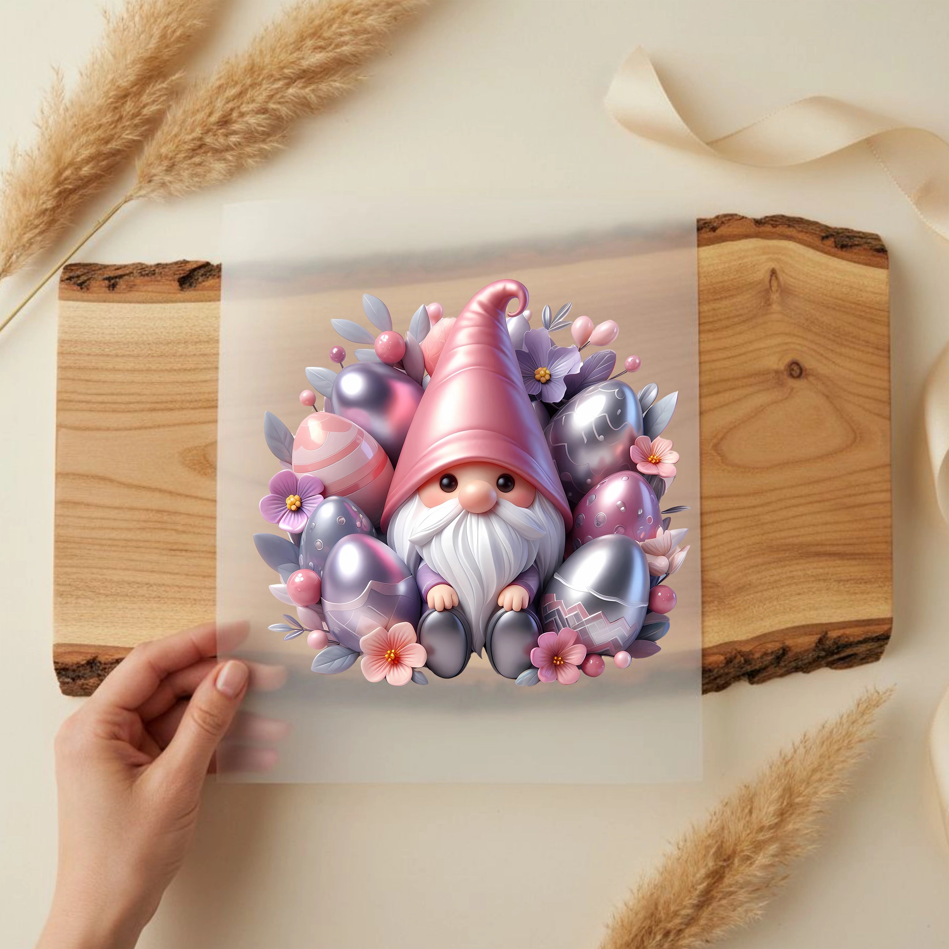 Bügelbild Osterwichtel Silberglanz
