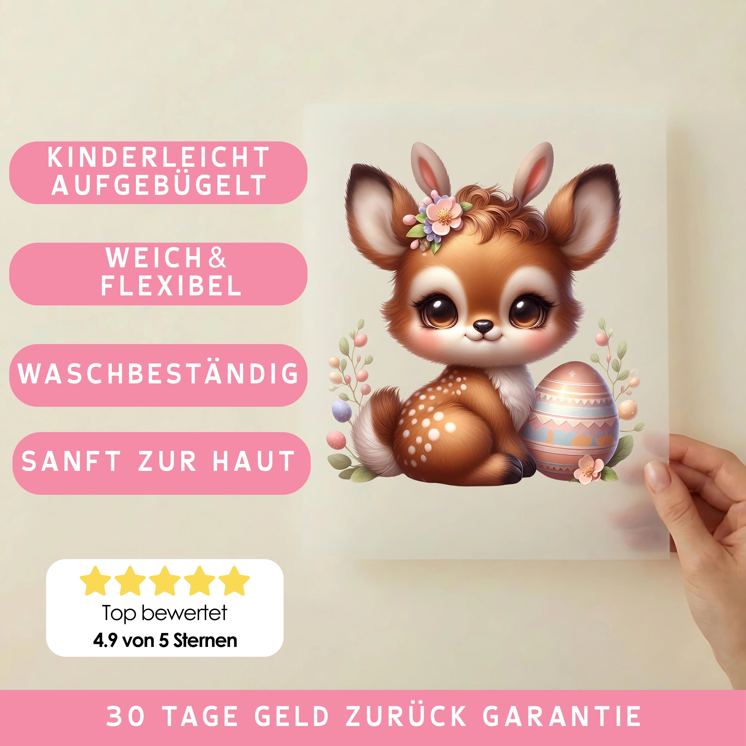 Bügelbild Rehkitz Eierzauber