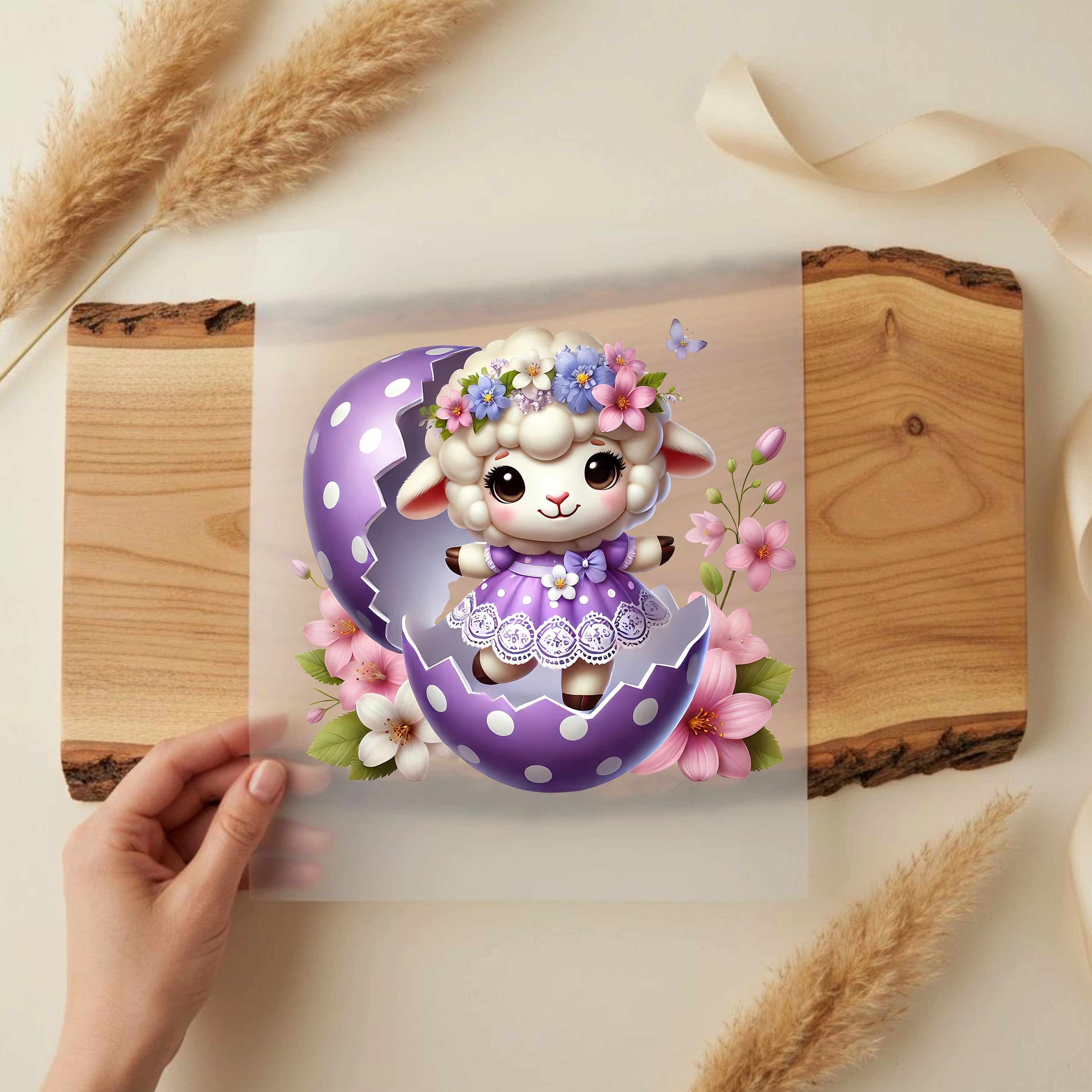 Bügelbild Violettes Frühlingslamm