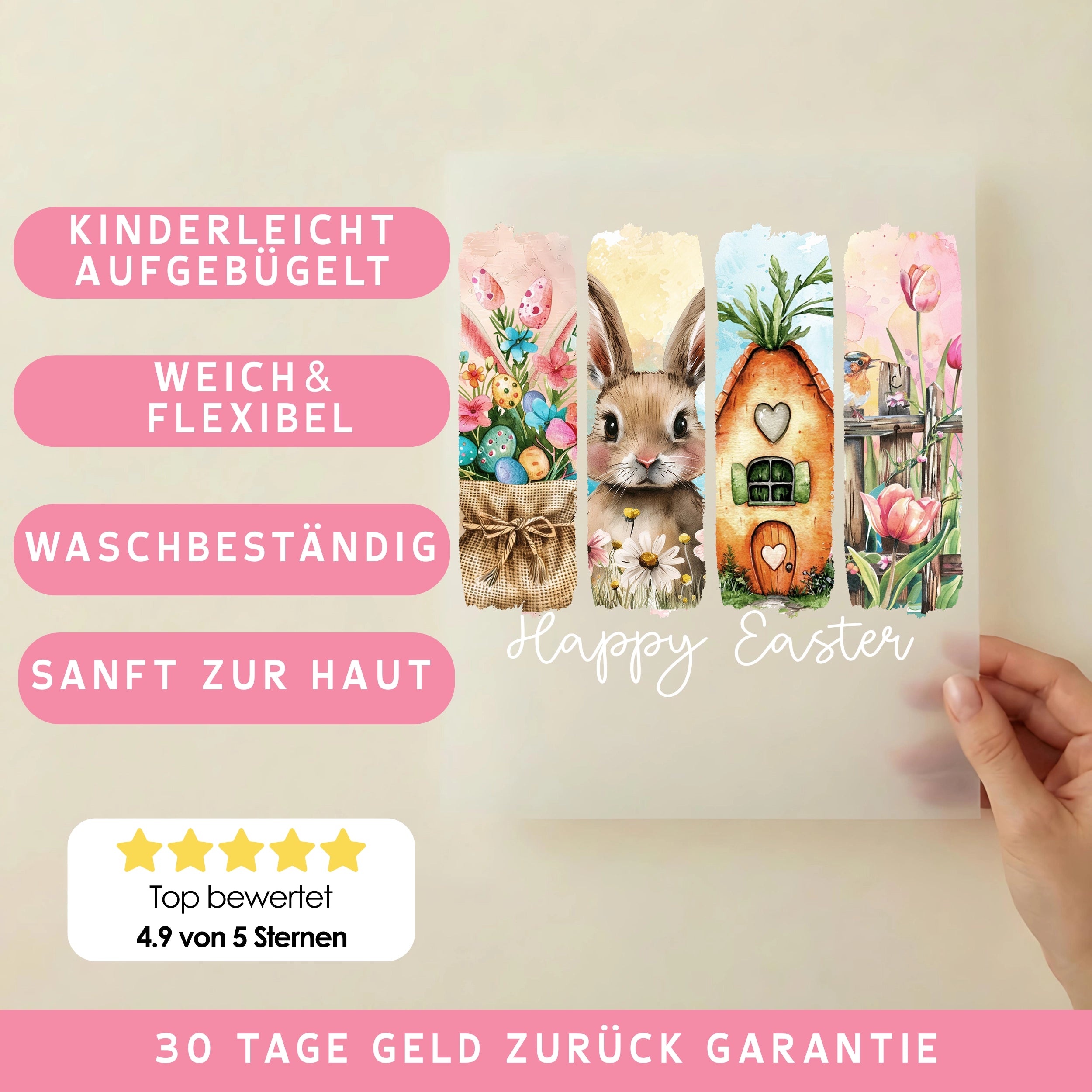 Bügelbild Happy Easter Aquarell Collage