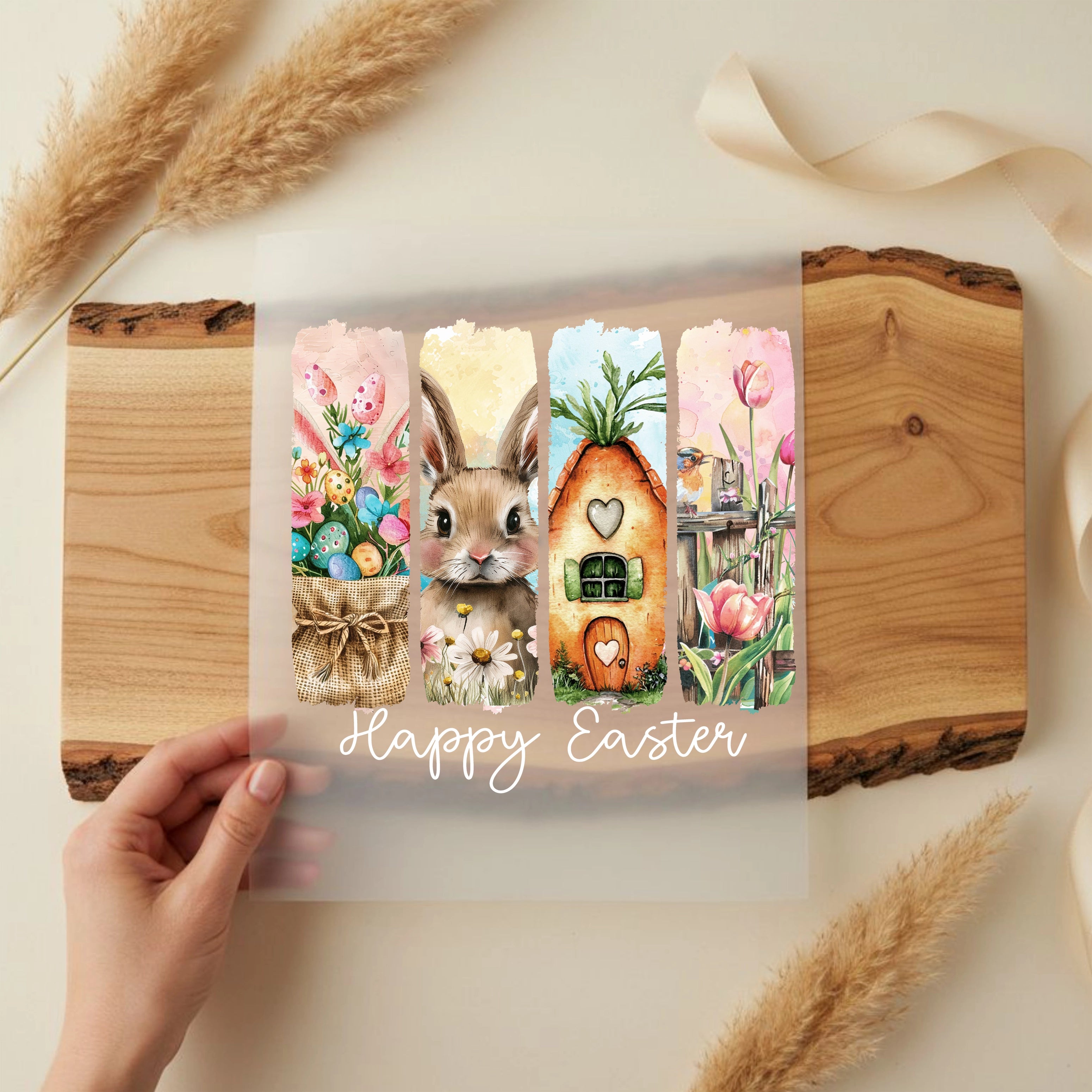 Bügelbild Happy Easter Aquarell Collage