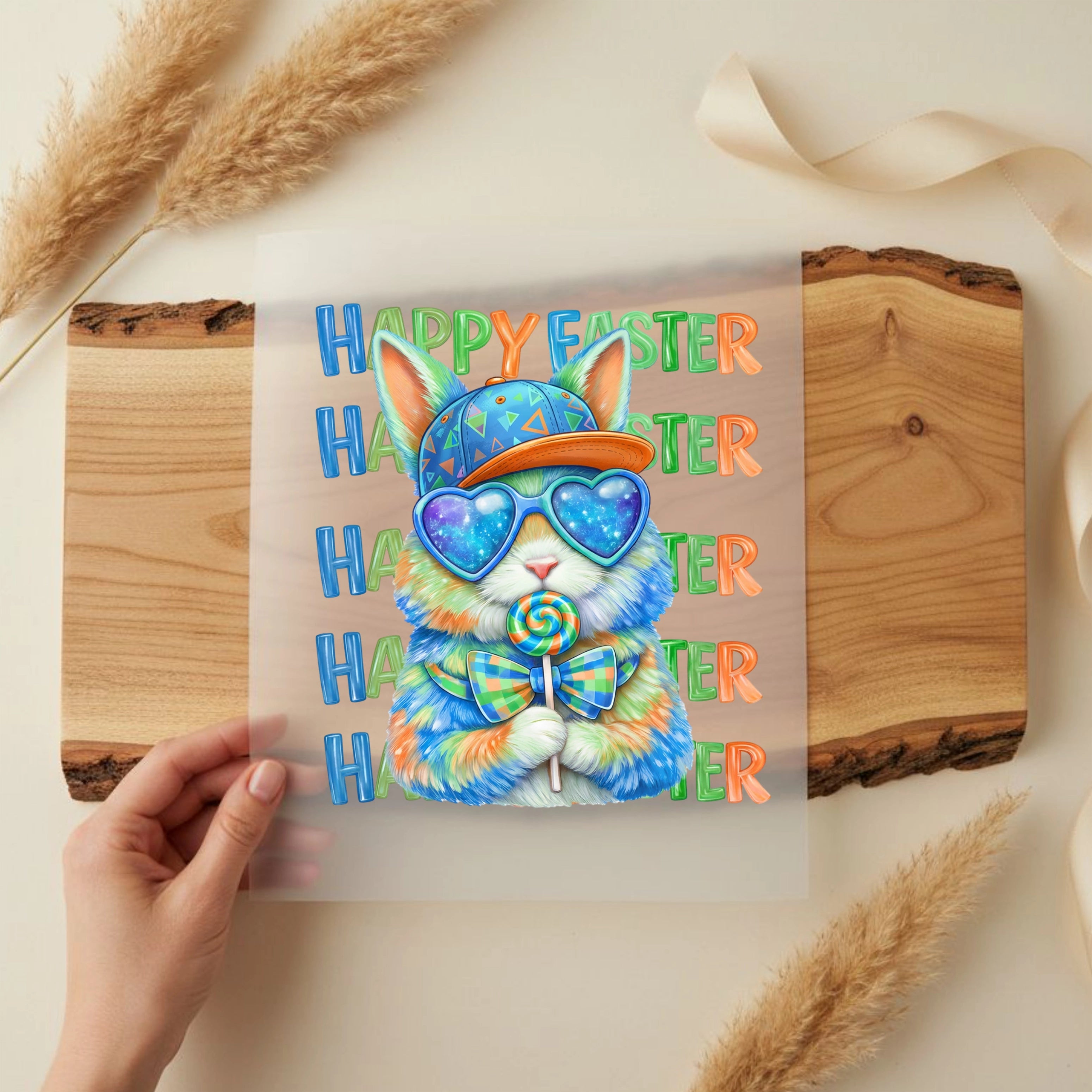 Bügelbild Hase Candy King