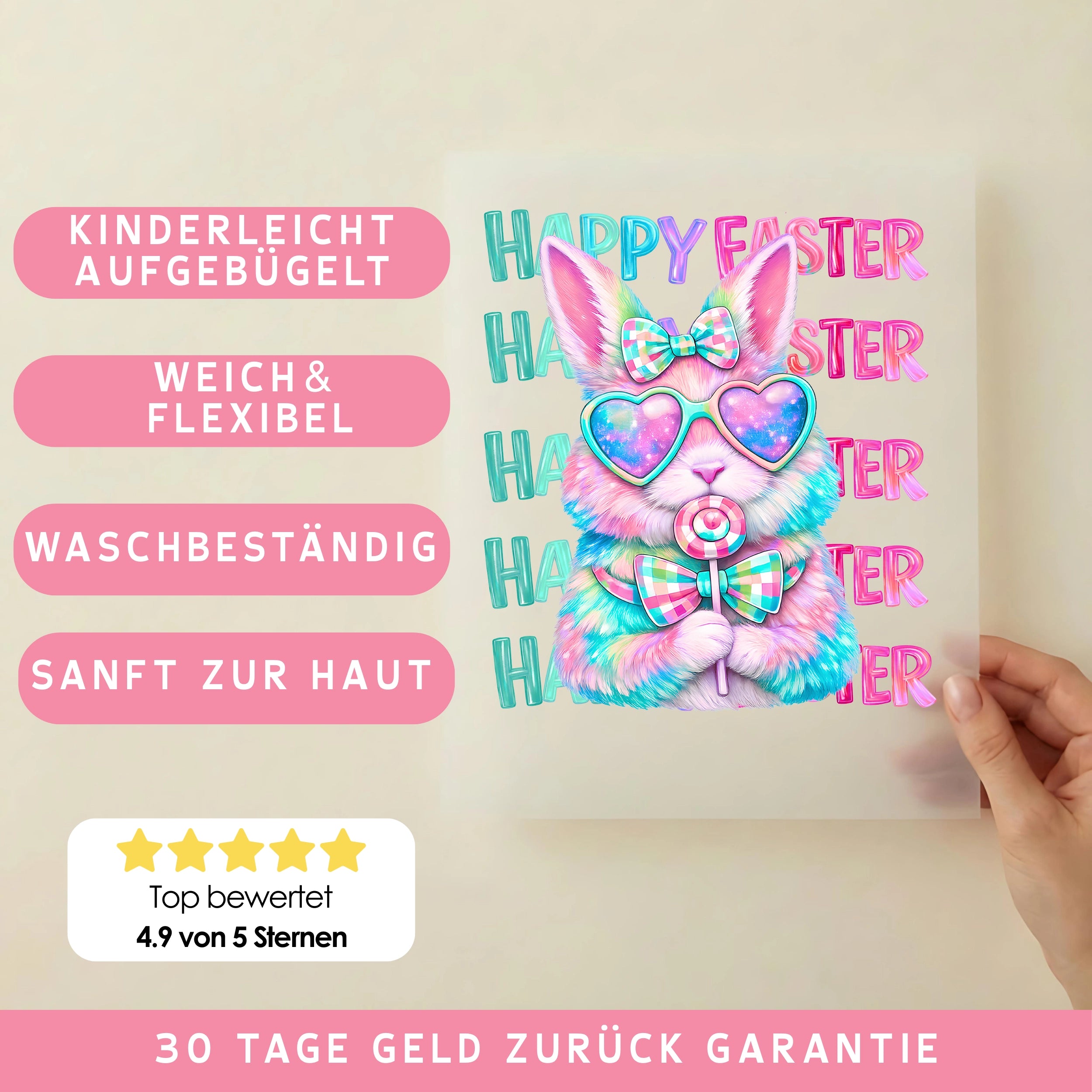 Bügelbild Hase Candy Queen