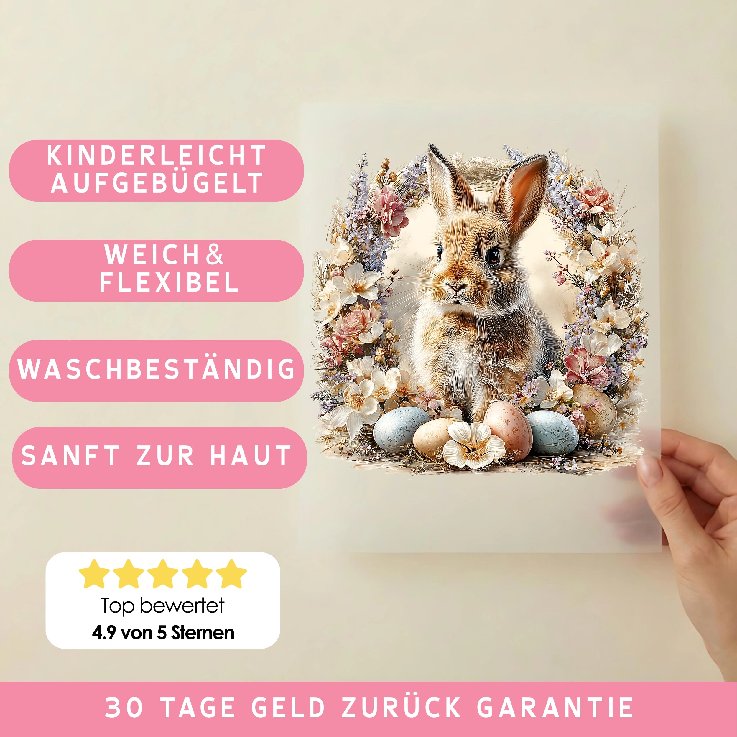 Bügelbild Hase Osterharmonie