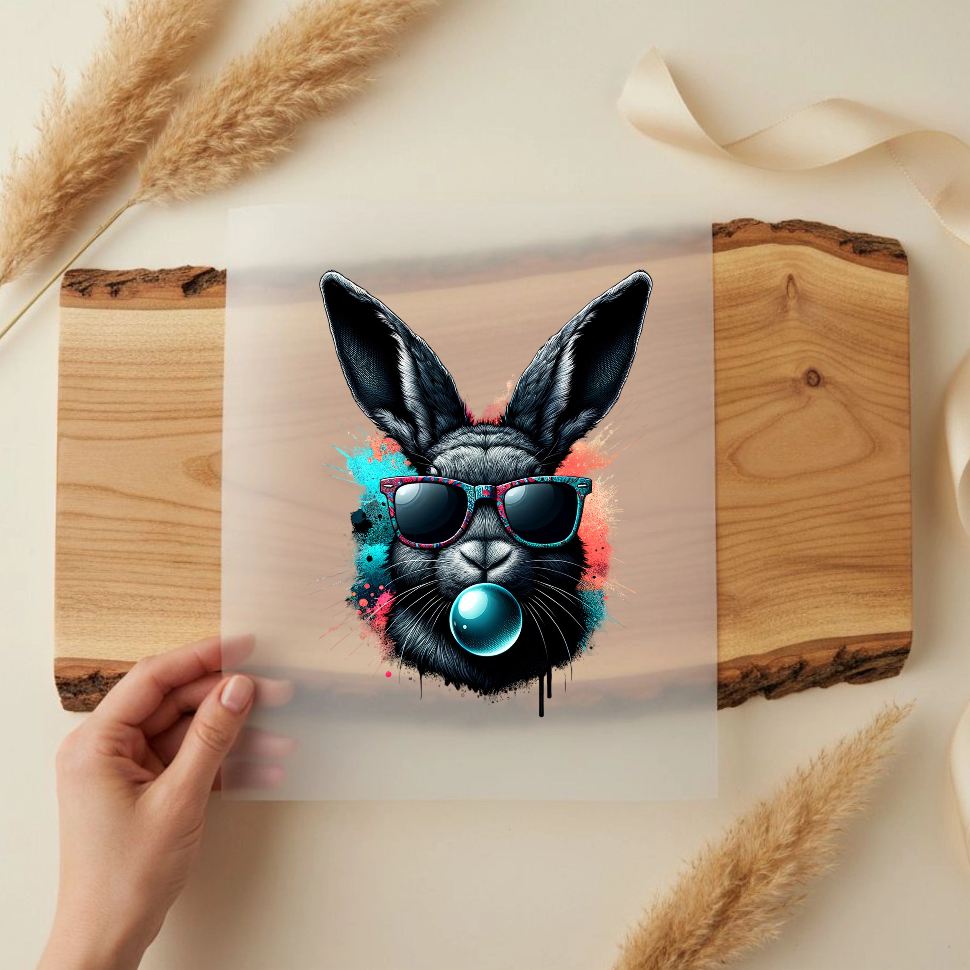 Bügelbild Hase Urban Style