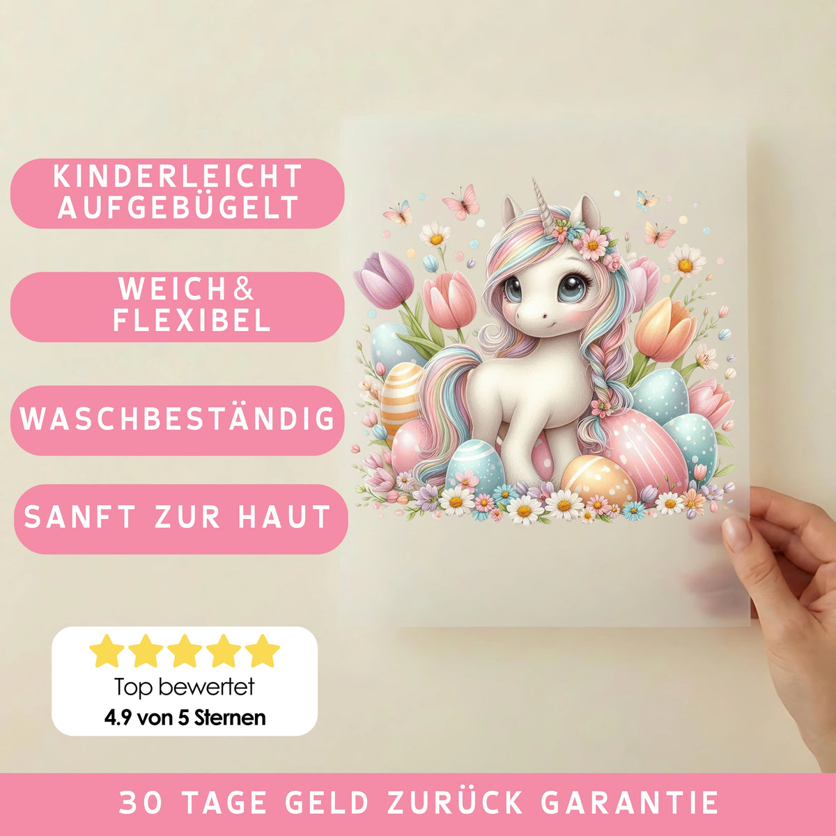 Bügelbild Magisches Einhorn Frühlingsglück