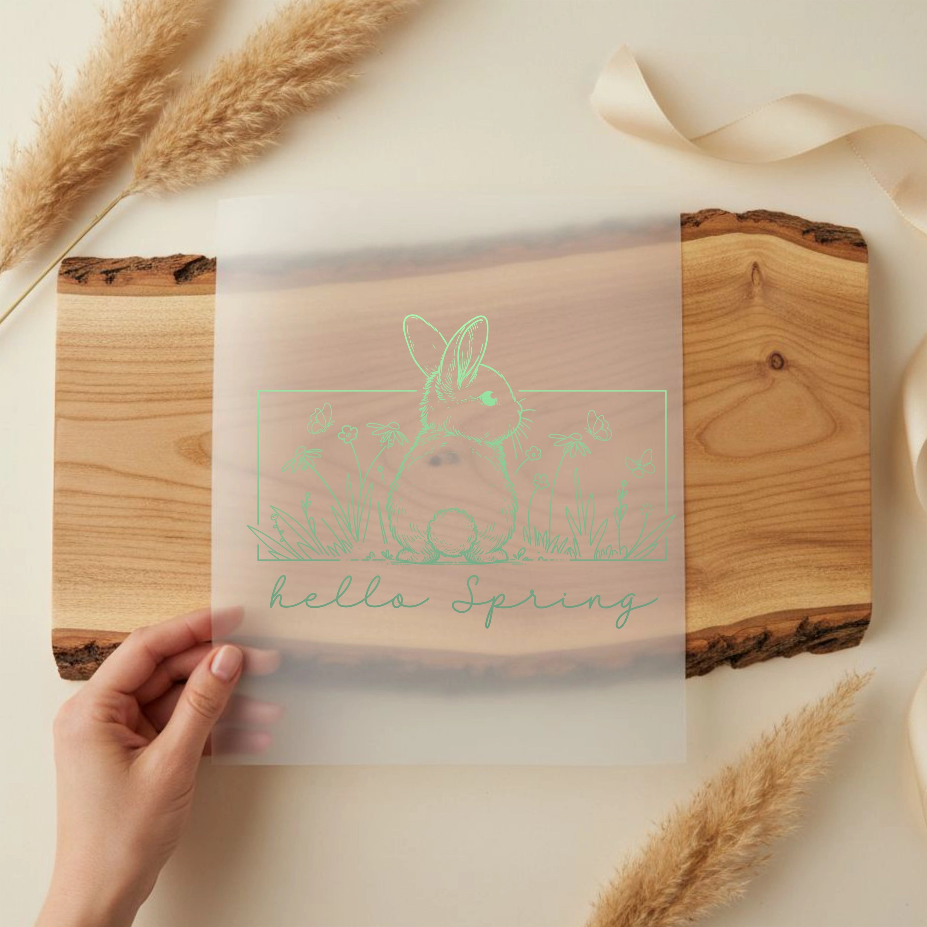 Bügelbild Minimalistischer Hase Hello Spring