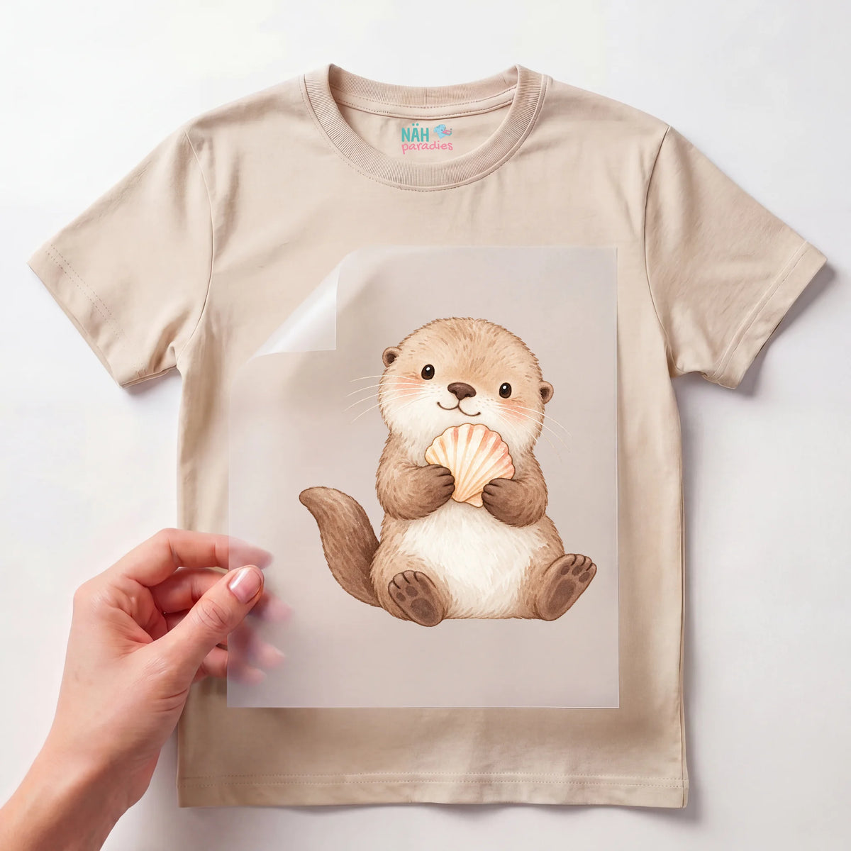 Bügelbild Otter mit Muschel