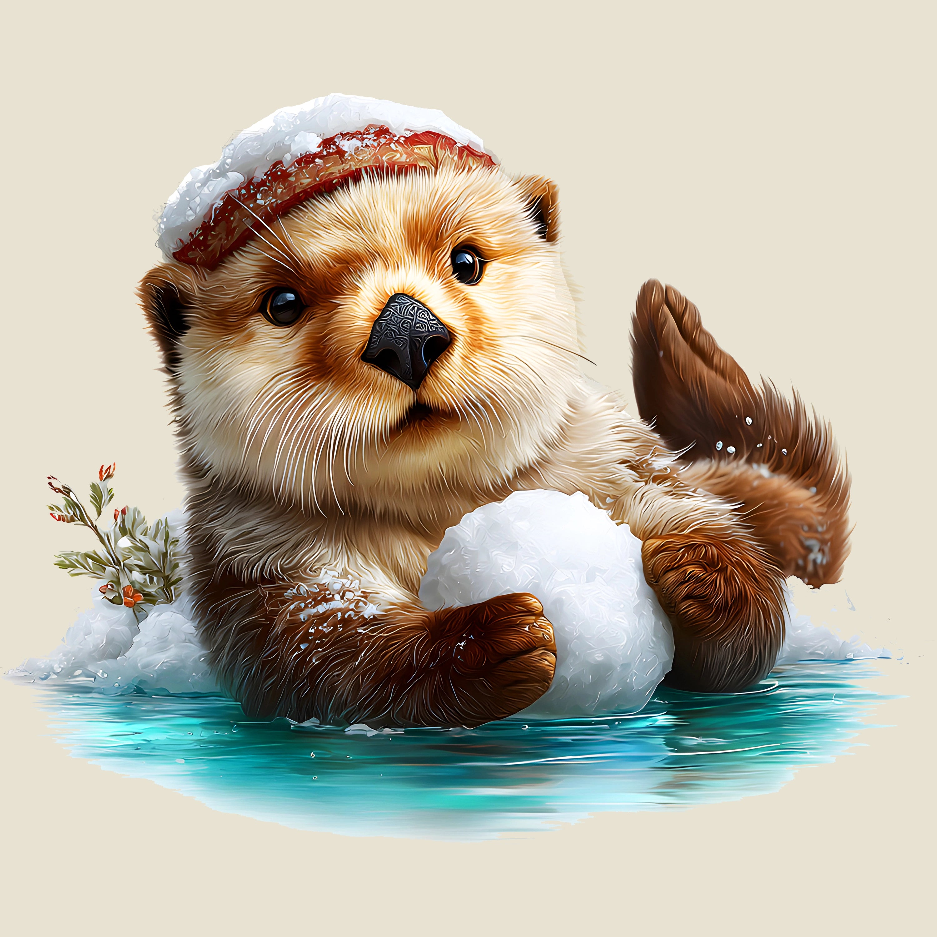 Bügelbild Otter Schneekugel