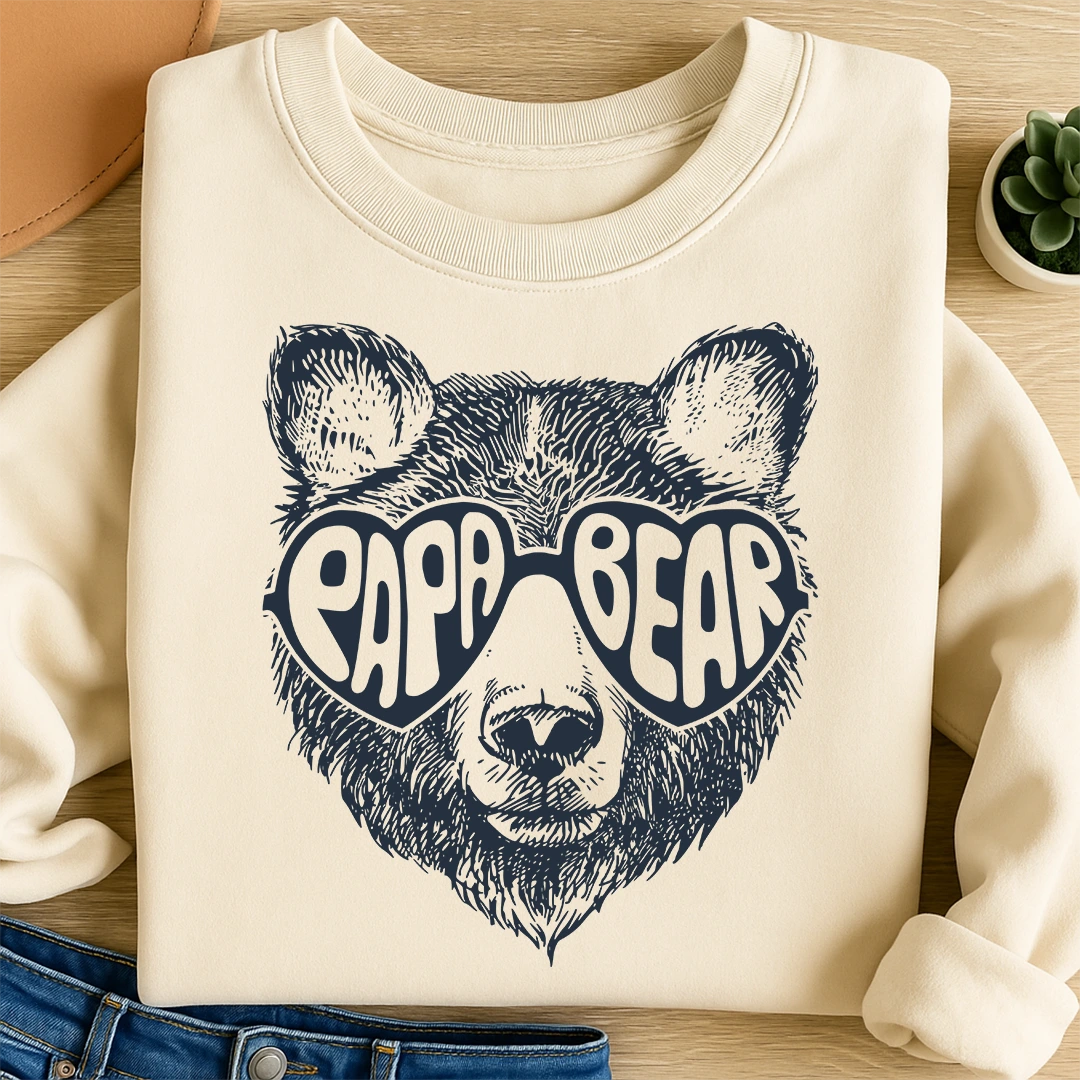 Bügelbild Papa Bär Sonnenbrille