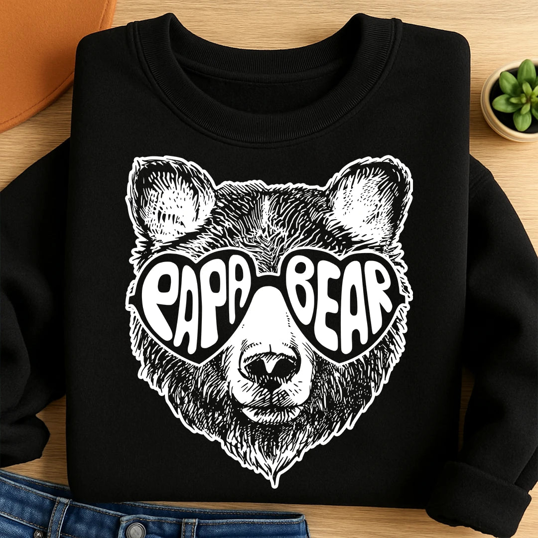 Bügelbild Papa Bear Sonnenbrille Weiß