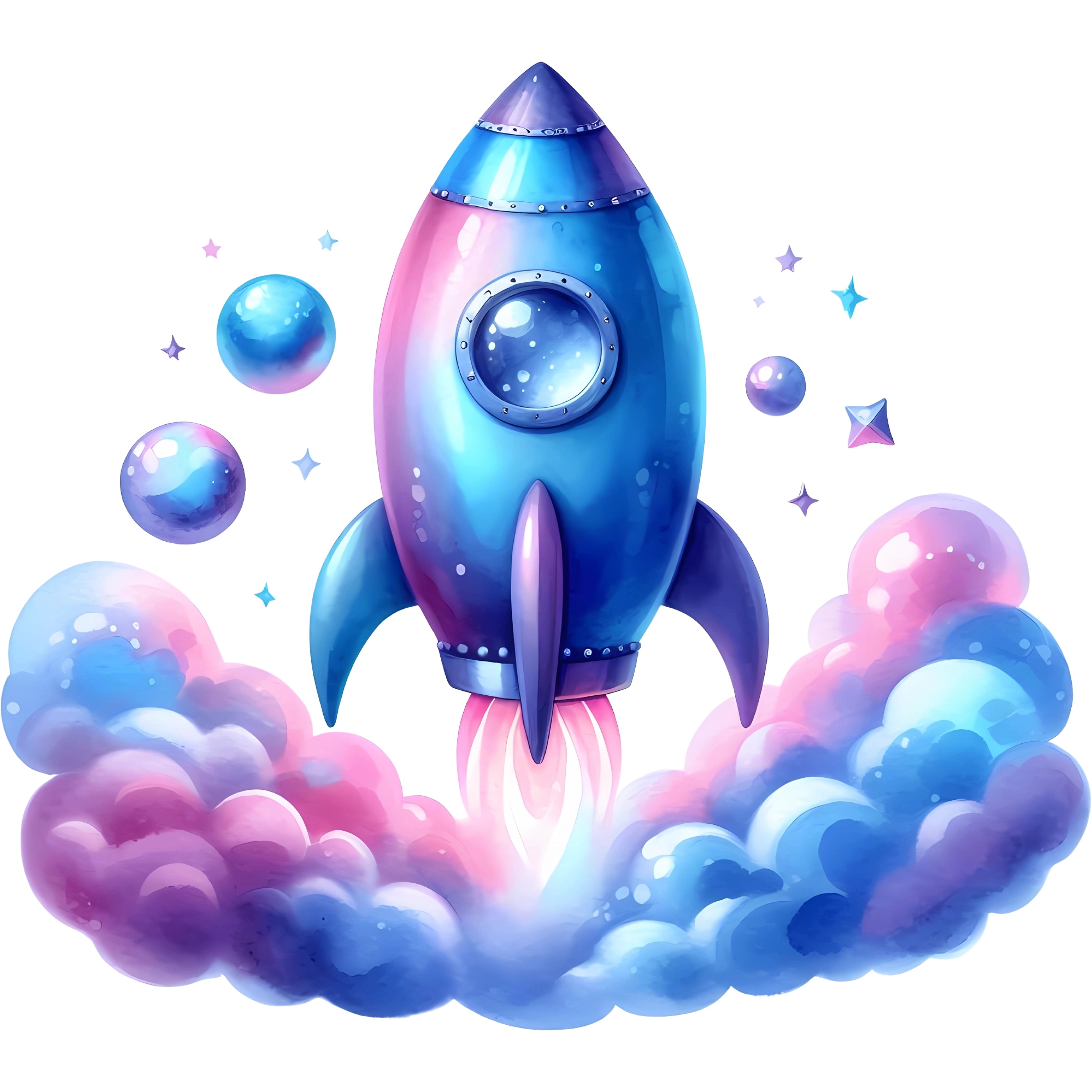 Bügelbild Pastell Rakete