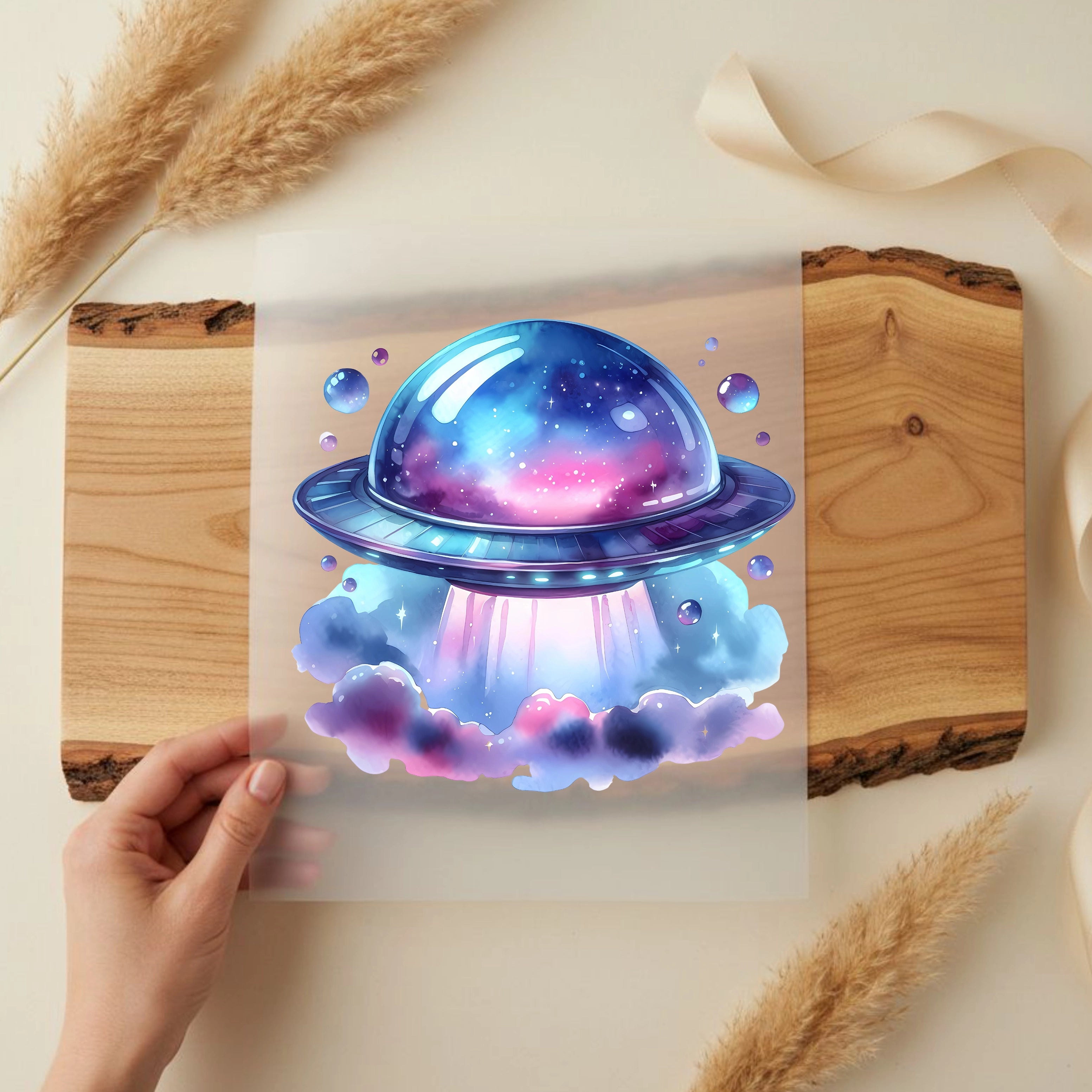 Bügelbild Pastell UFO