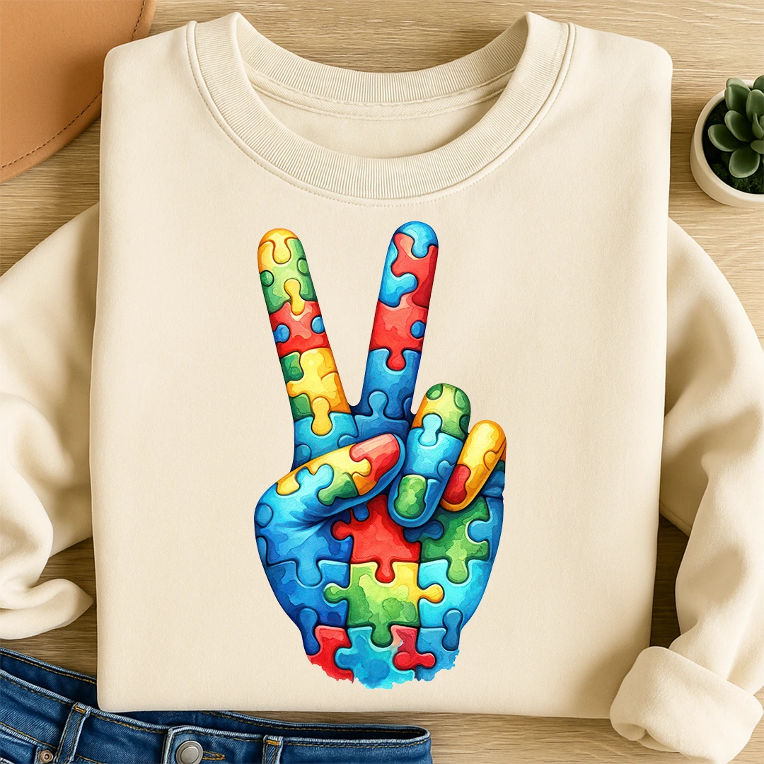 Bügelbild Autism Peace Puzzle Hand
