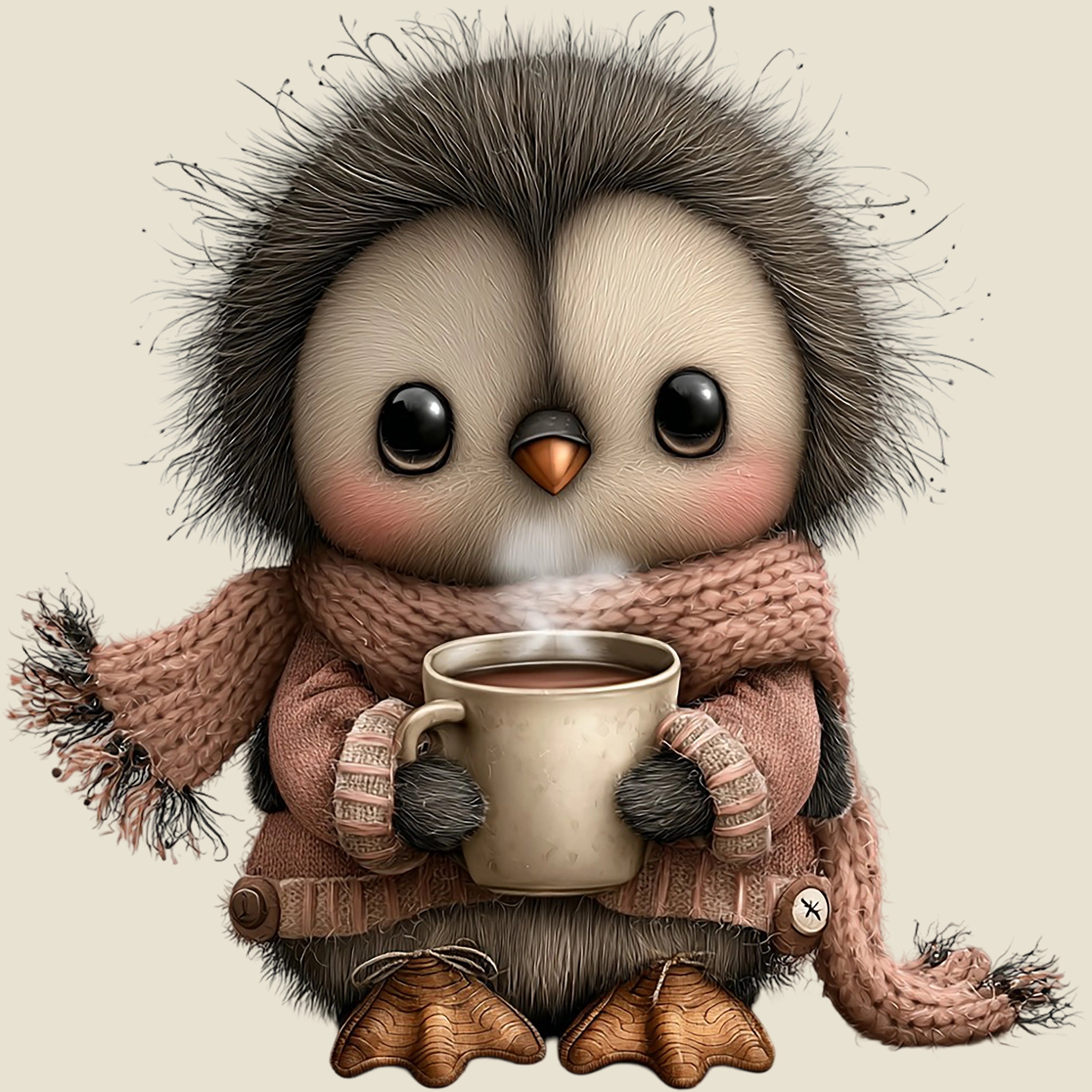 Bügelbild Pinguin Kaffezeit