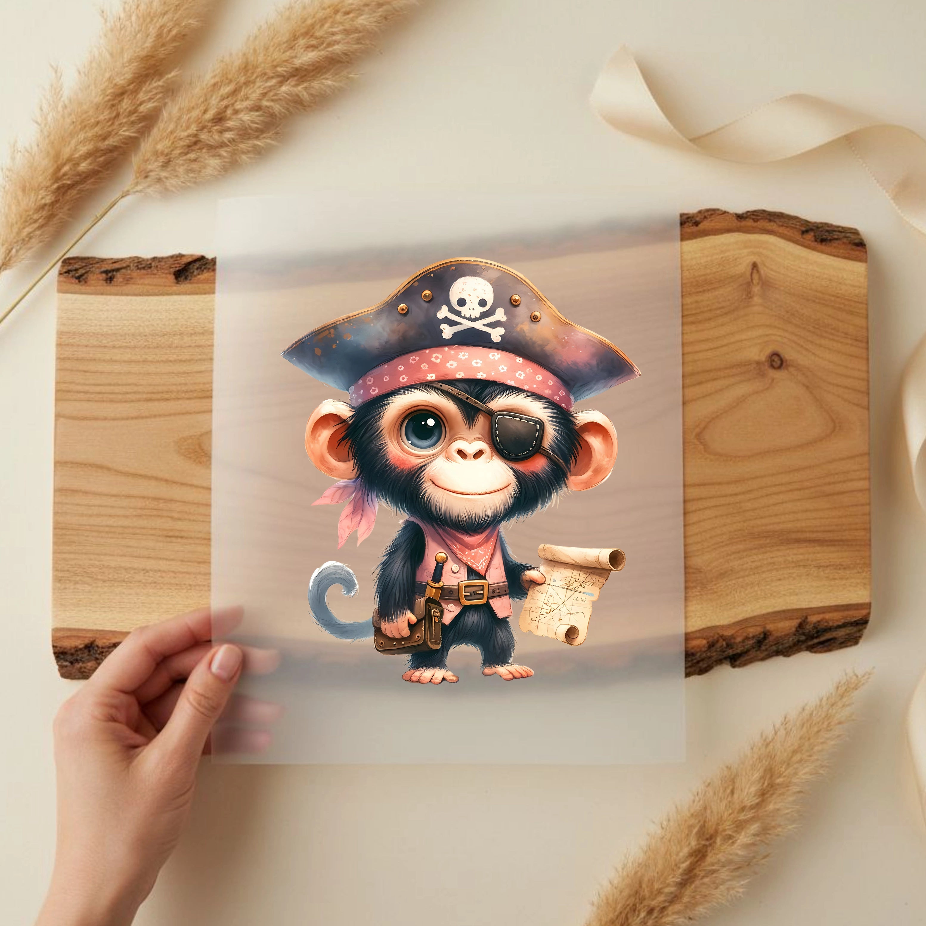 Bügelbild Pirat Affe