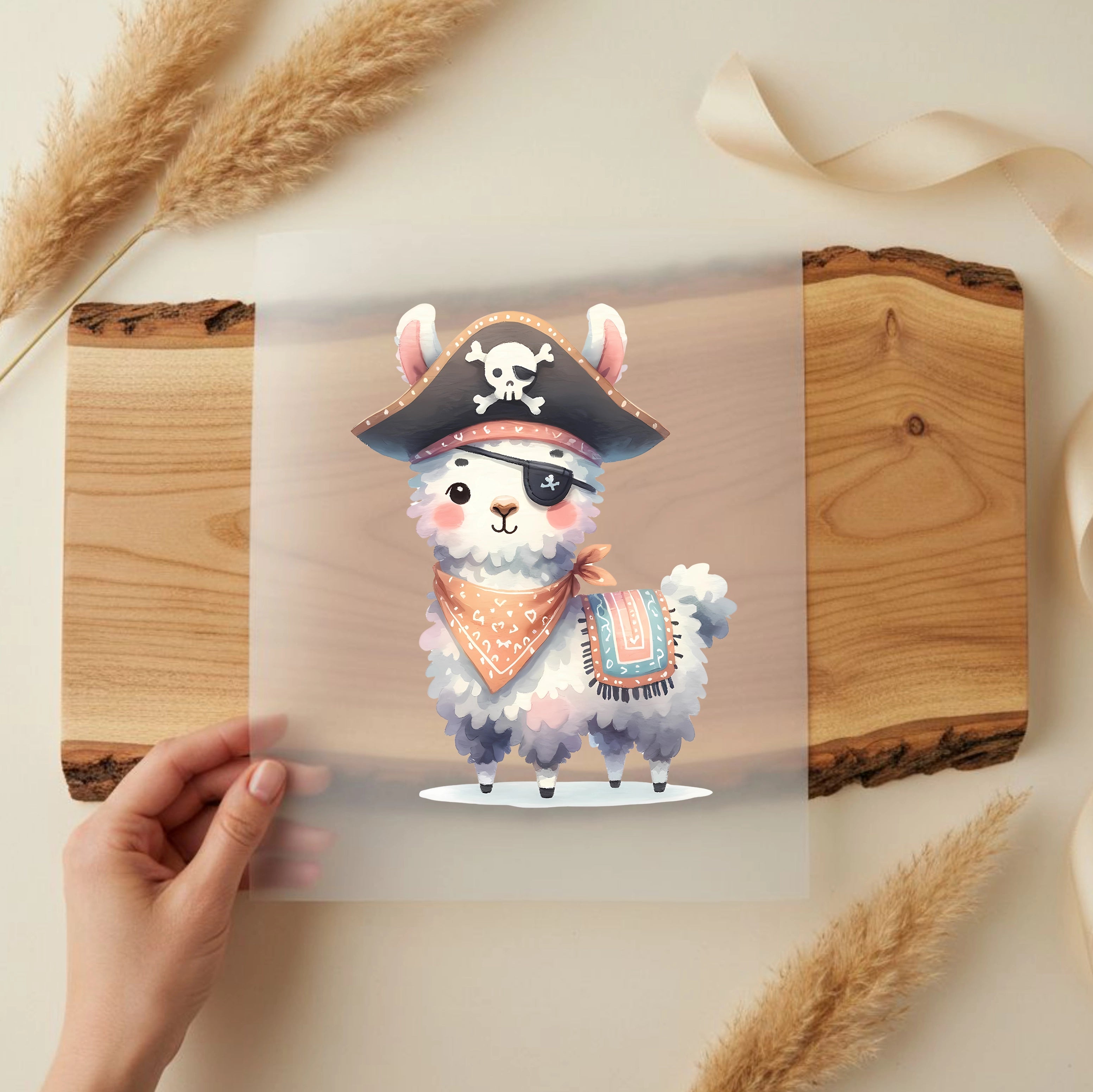 Bügelbild Pirat Lama