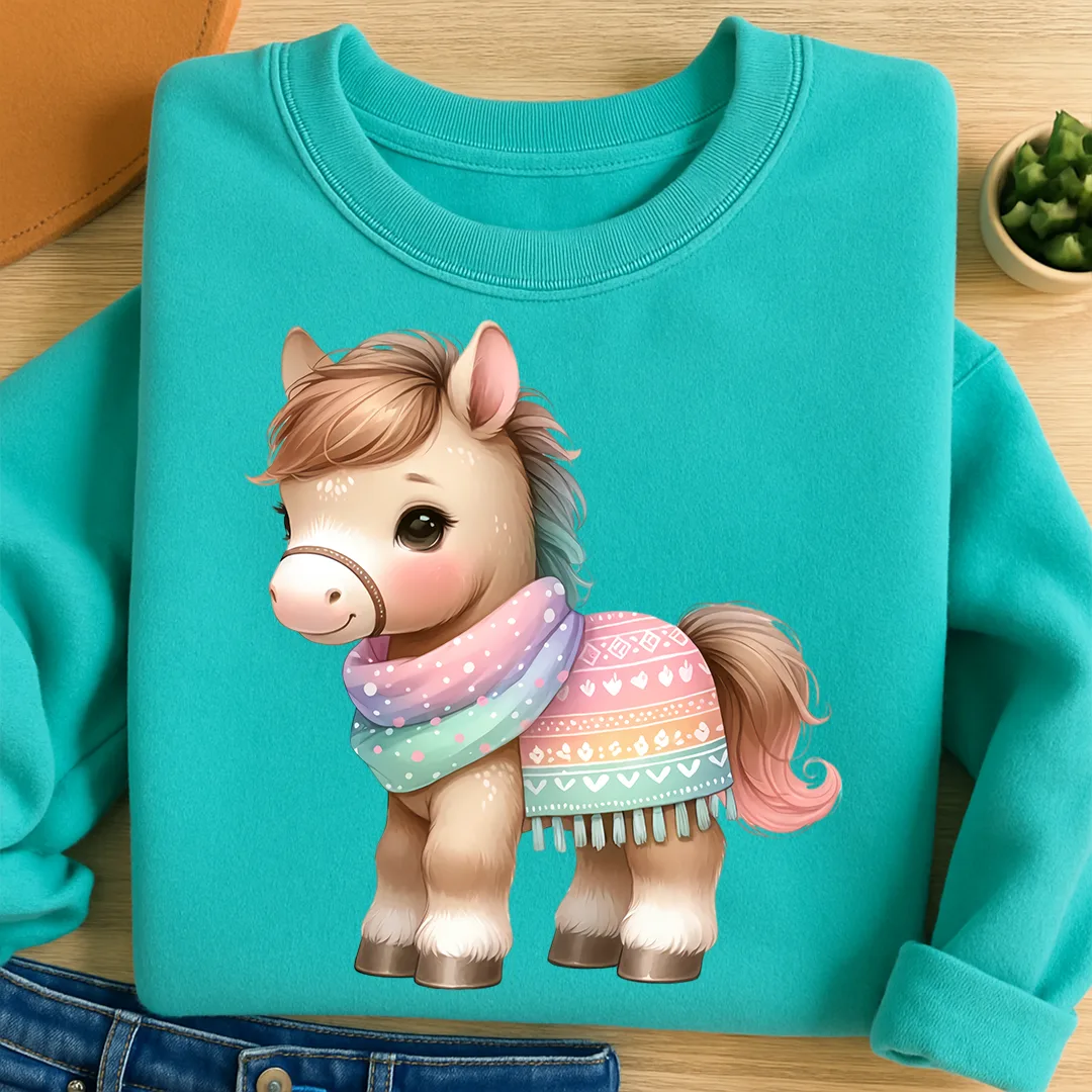 Bügelbild Pony im Pastell Outfit