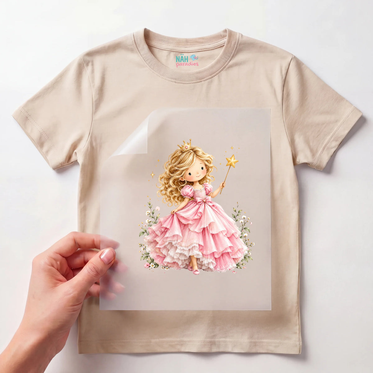 Bügelbild Prinzessin mit Zauberstab Rosa