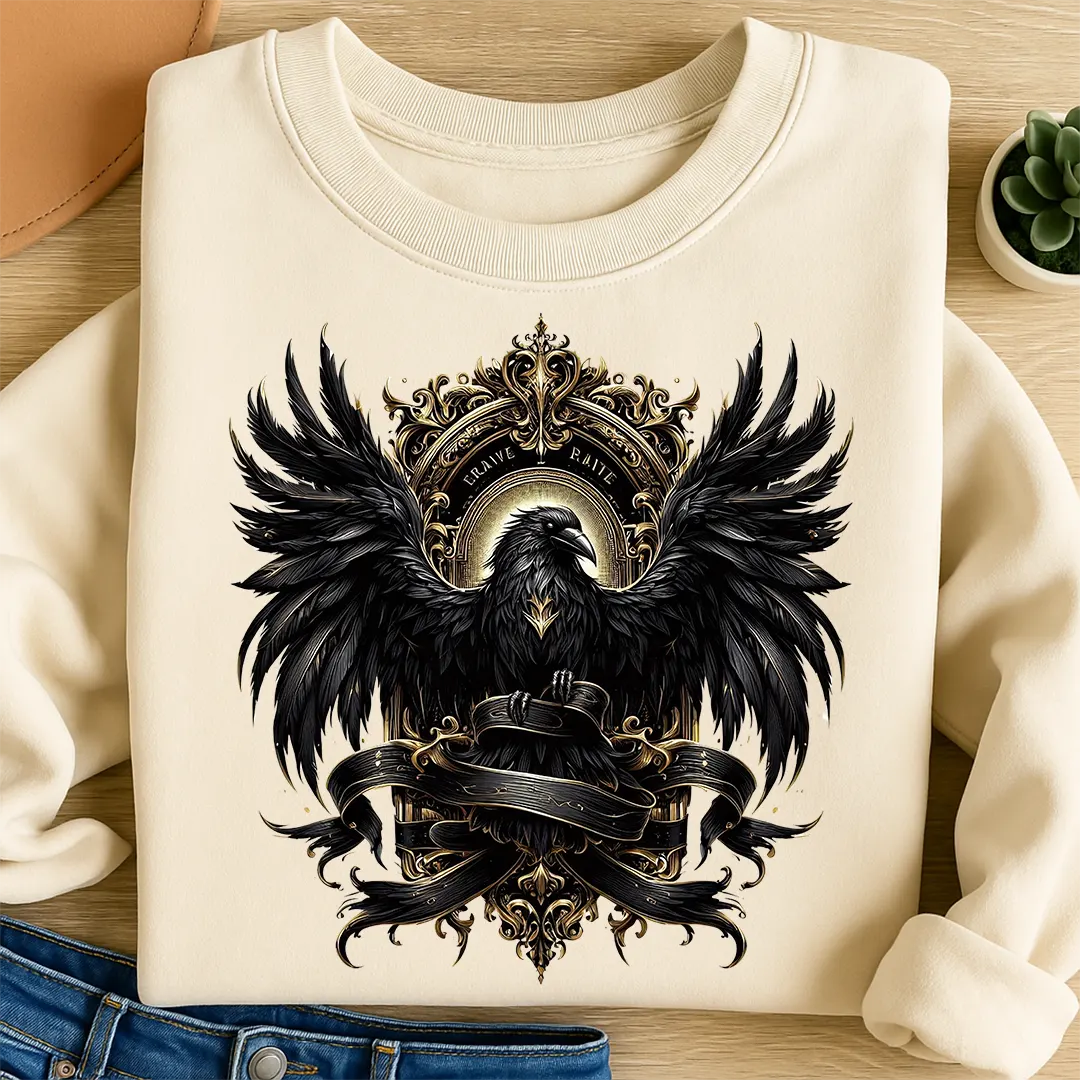 Bügelbild Rabe Goldfeder