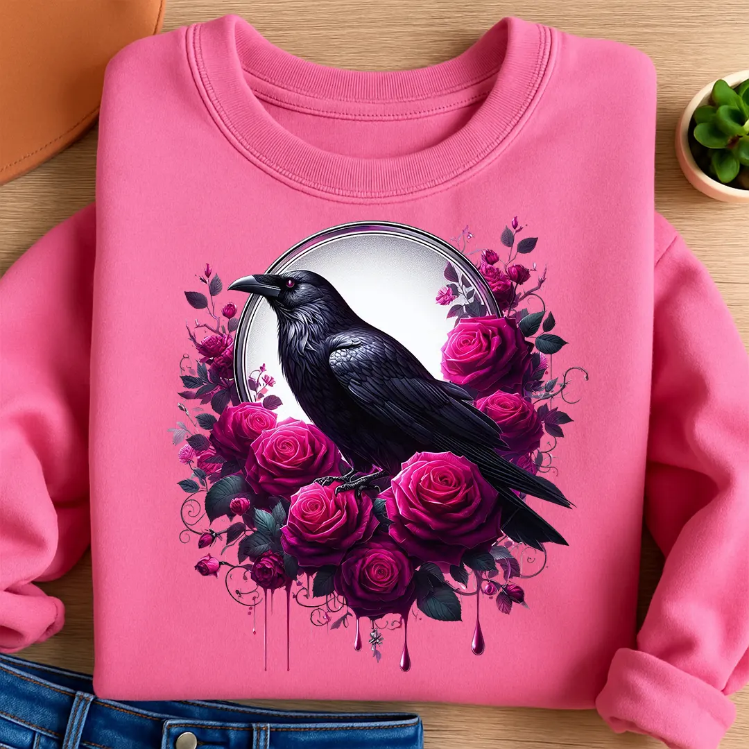 Bügelbild Rabe Rosenglanz
