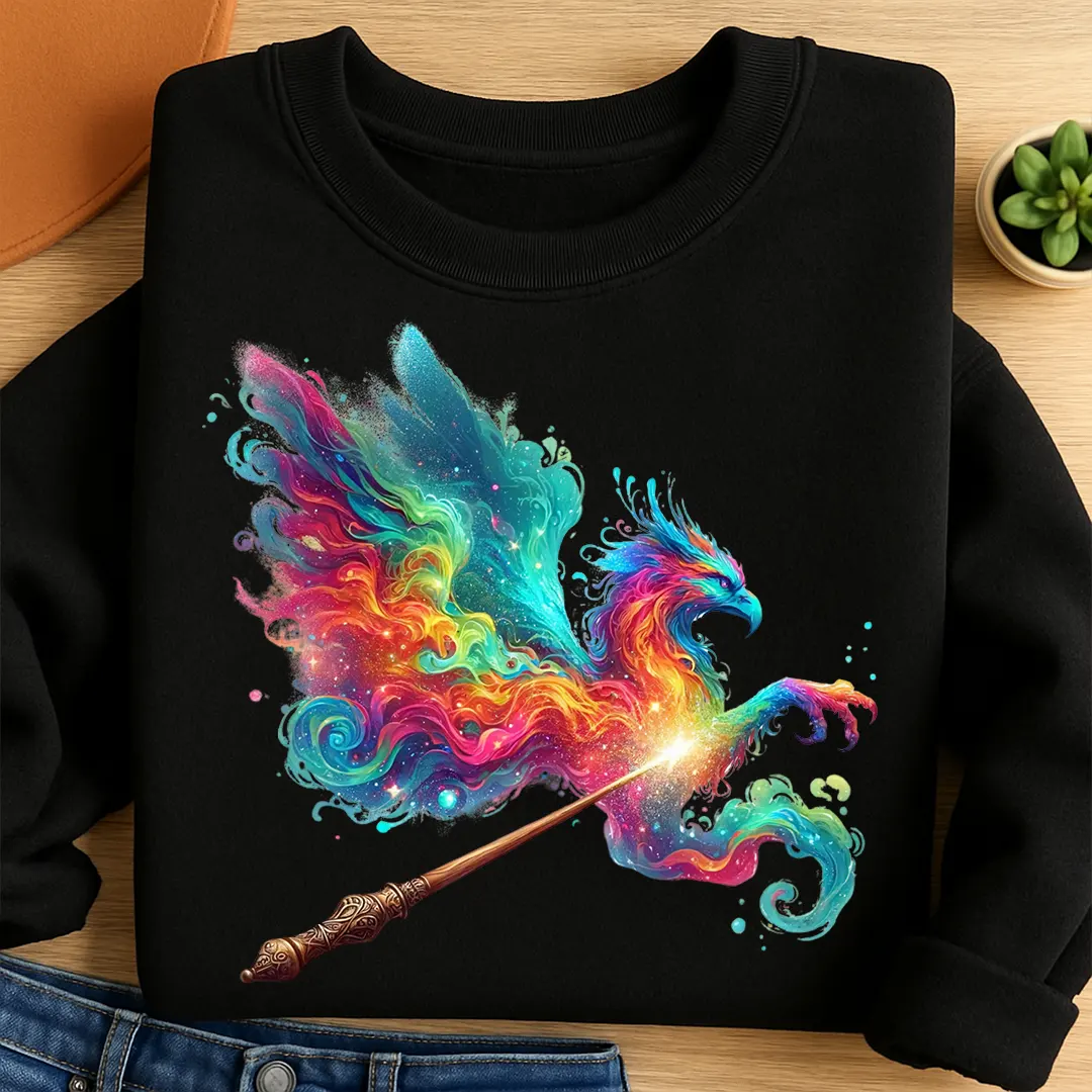 Bügelbild Rainbow Phoenix Zauberstab