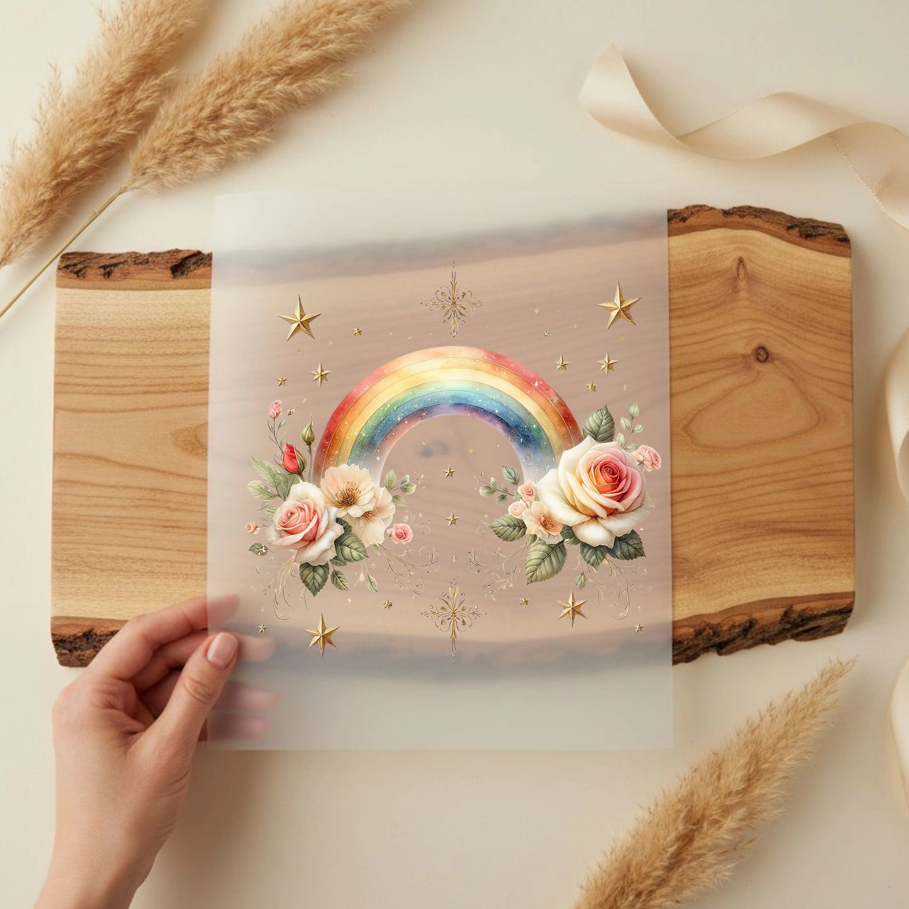 Bügelbild Regenbogen Floratraum