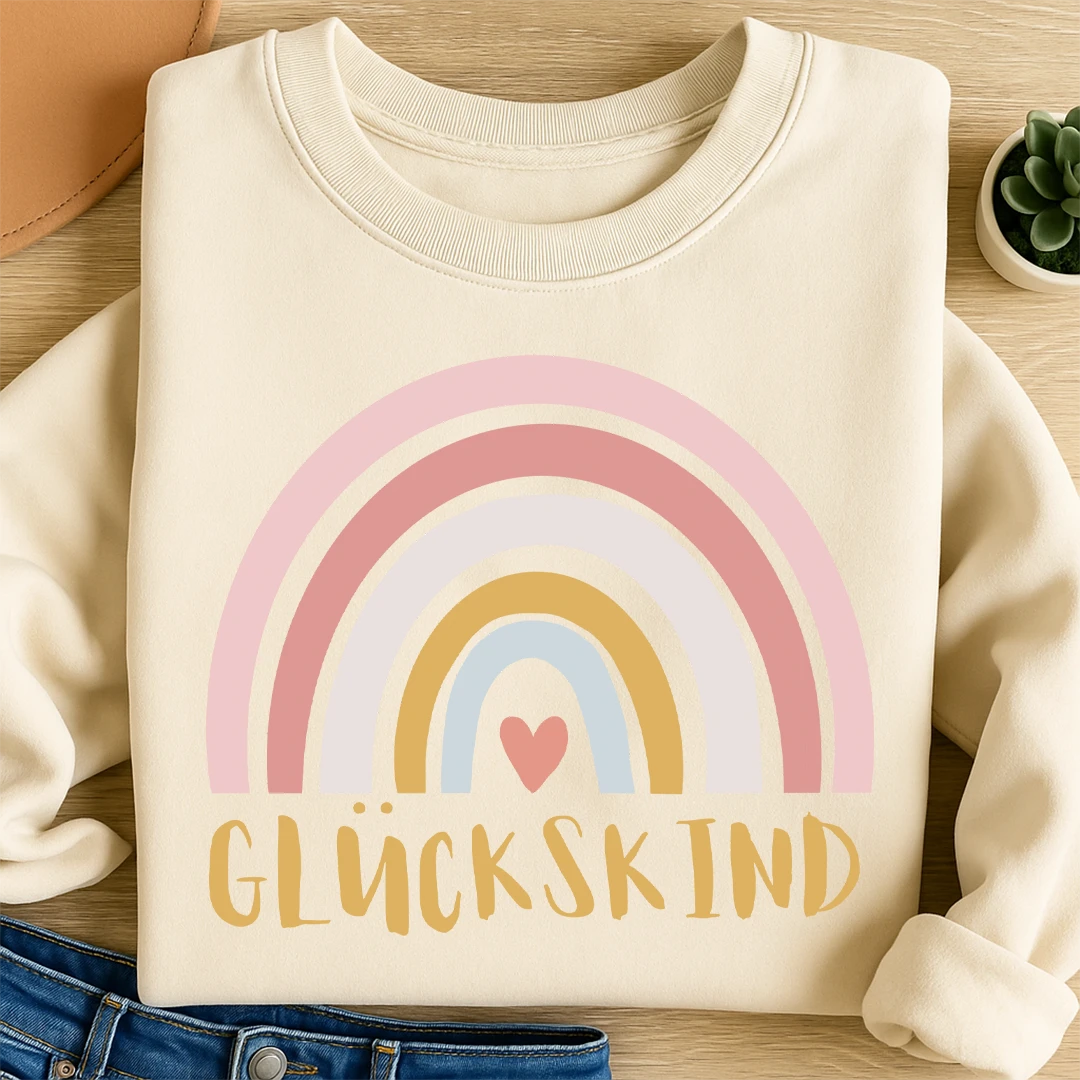 Bügelbild Regenbogen Glückskind