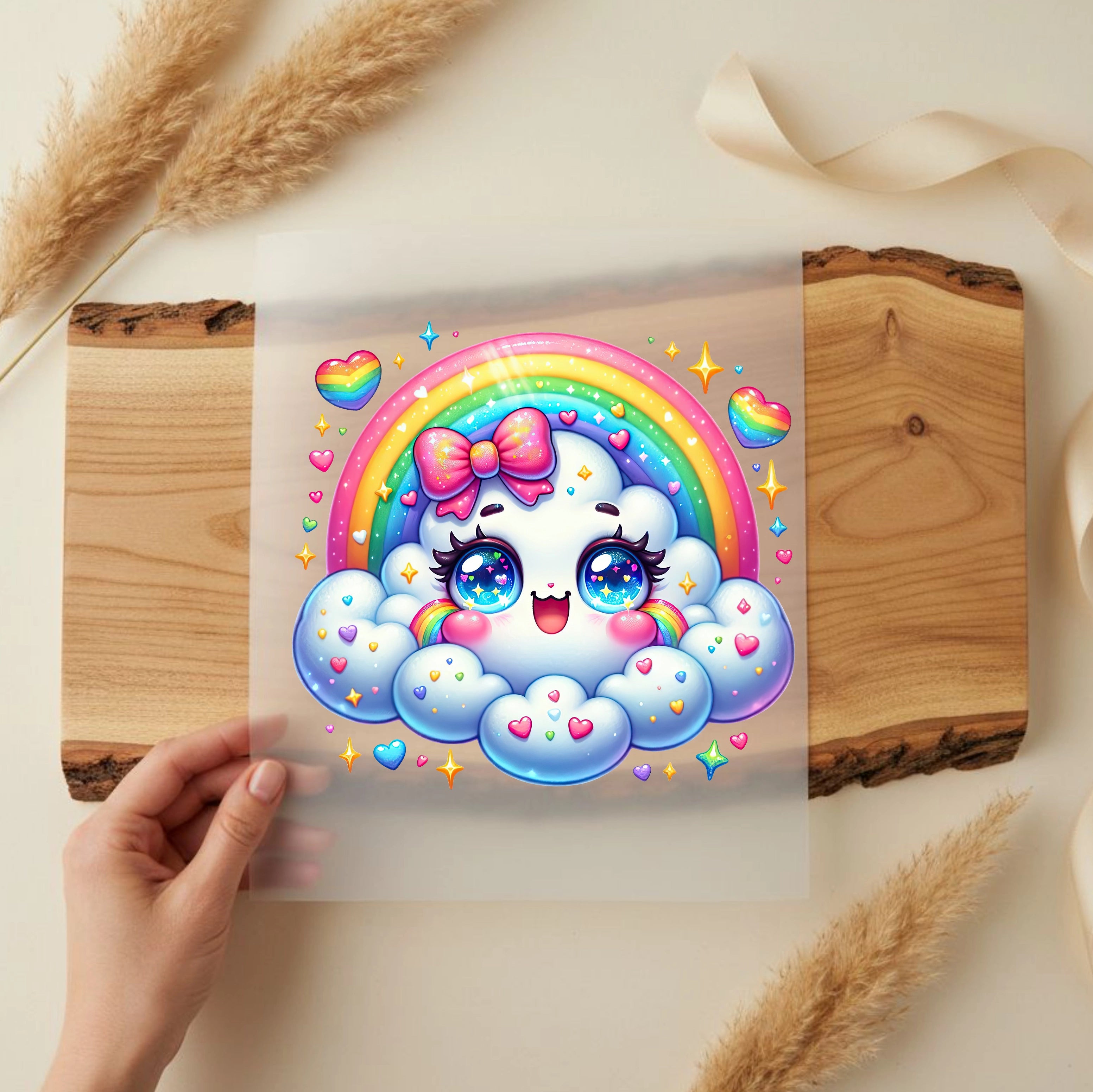 Bügelbild Regenbogen Wolke Kawaii