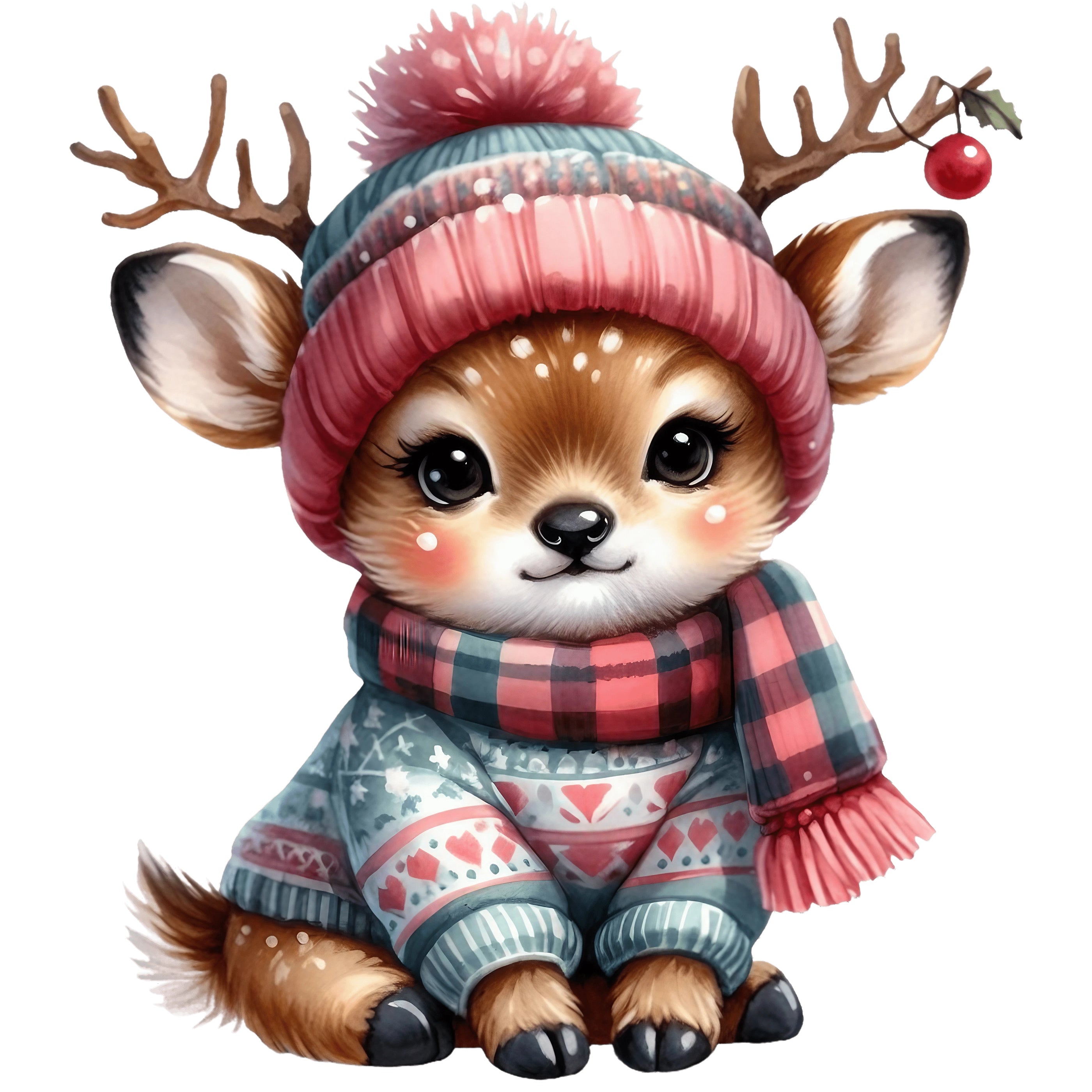 Bügelbild Rehkitz Frostmütze