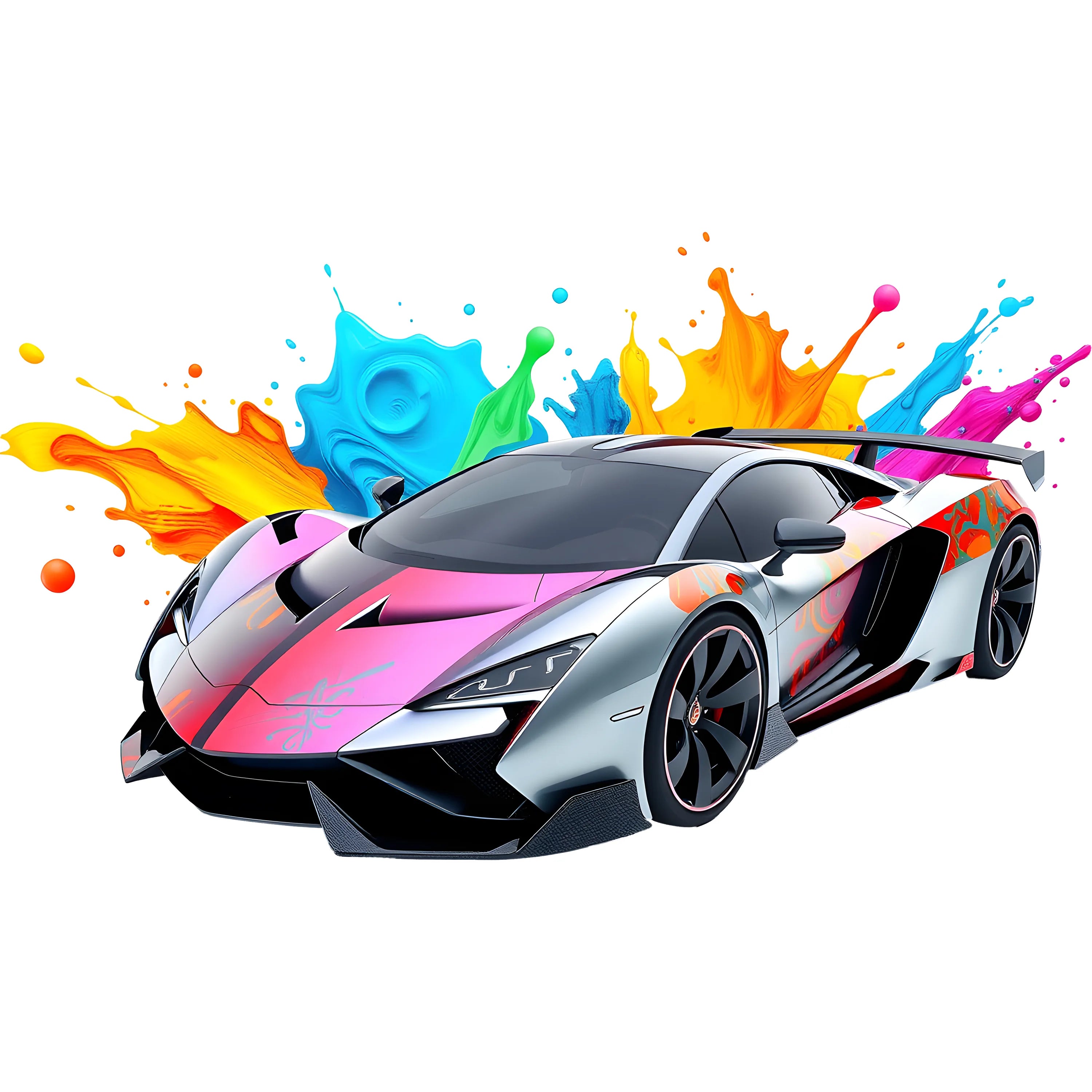Bügelbild Rennwagen Color Splash - S