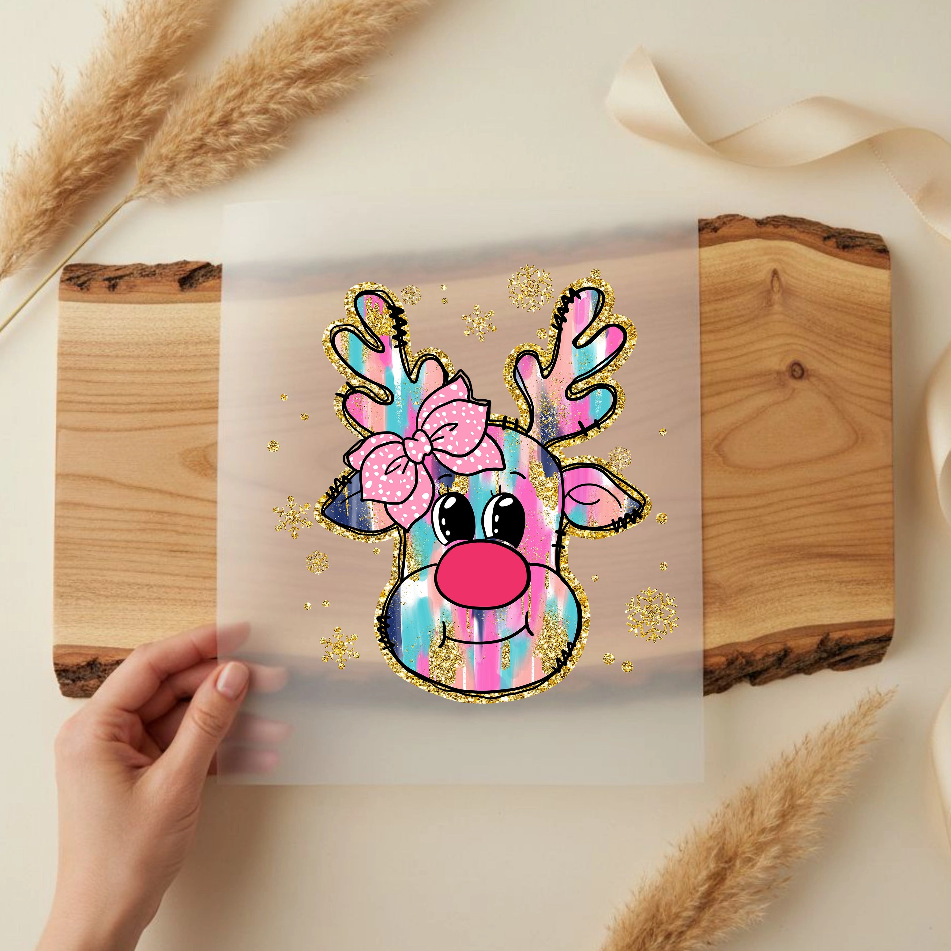 Bügelbild Rentier Funkel Magic