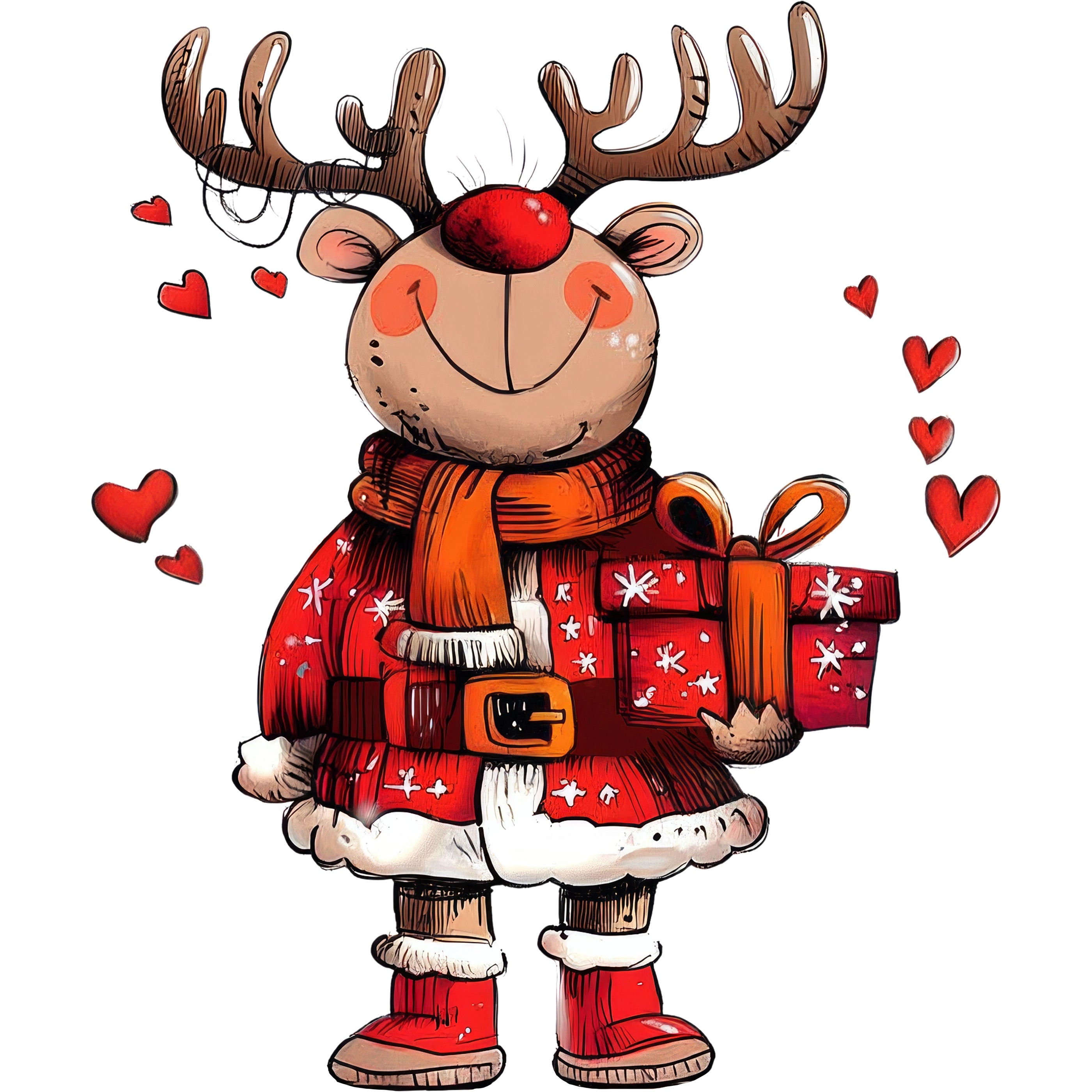 Bügelbild Rentier Herzensgeschenk