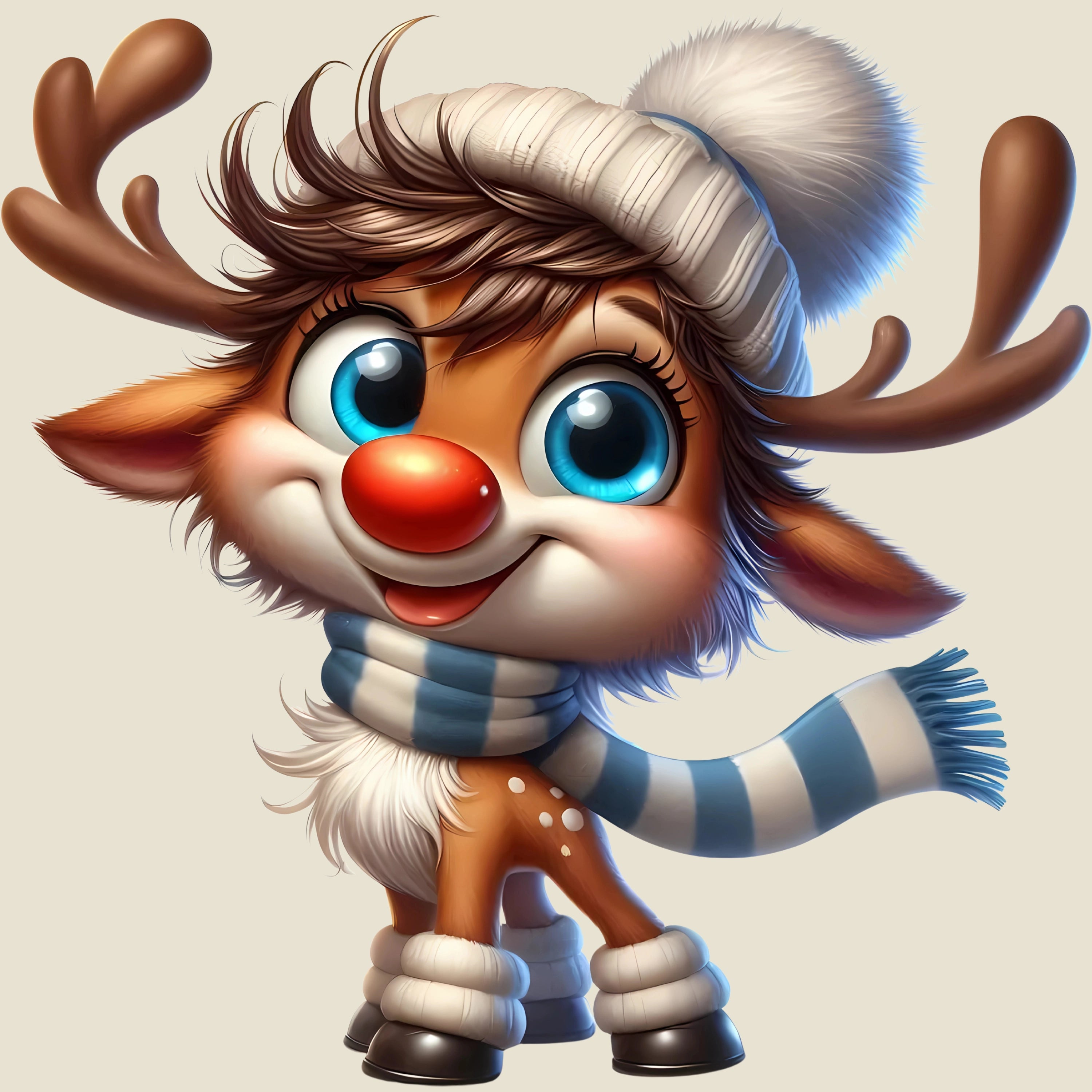 Bügelbild Rentier Miko Eisläufer