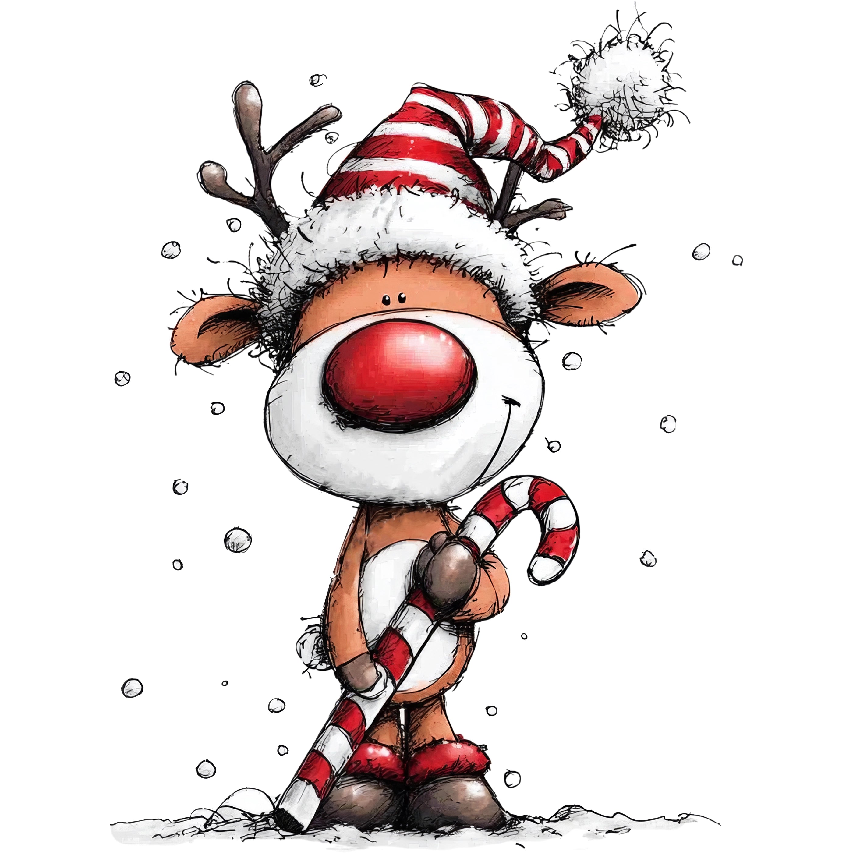 Bügelbild Rentier Zuckerstangen Cutie