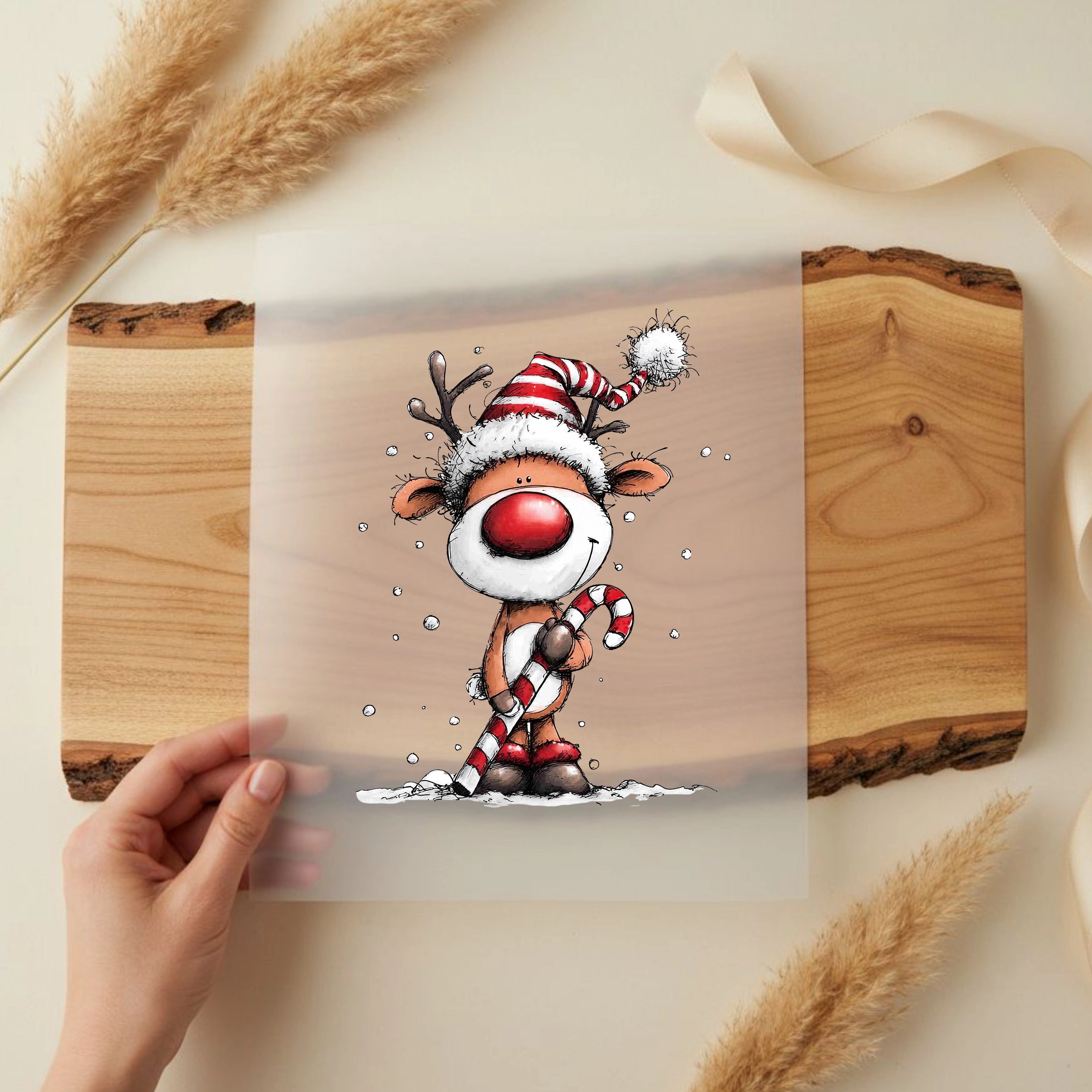 Bügelbild Rentier Zuckerstangen Cutie