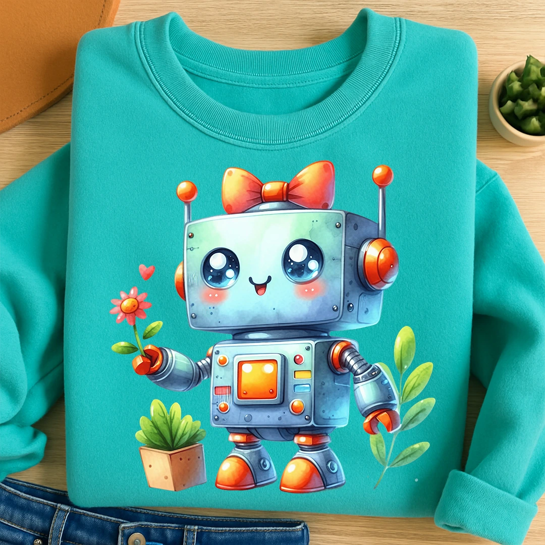 Bügelbild Roboter Gartenzauber Flori
