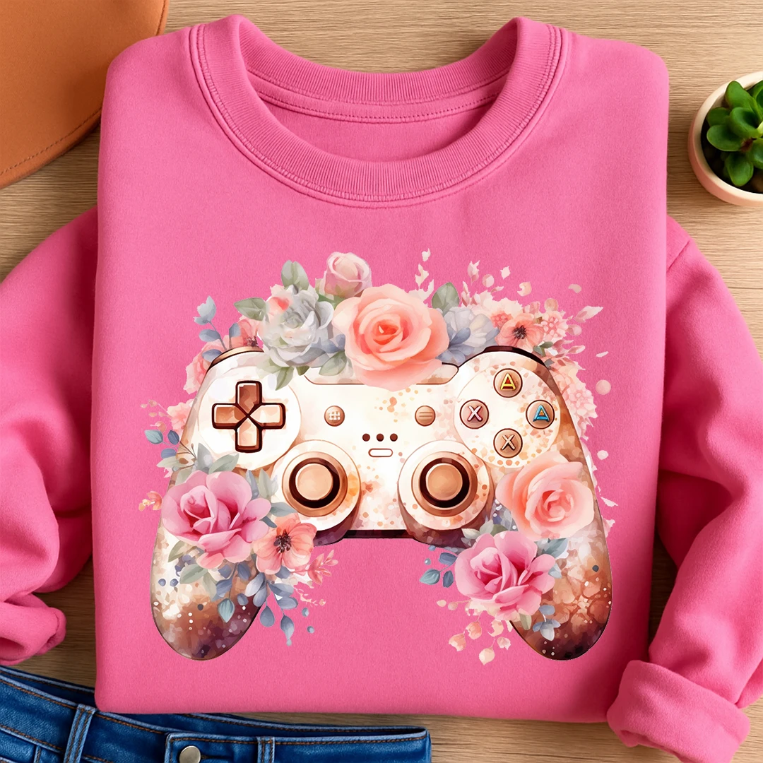 Bügelbild Rosa Blumen Controller