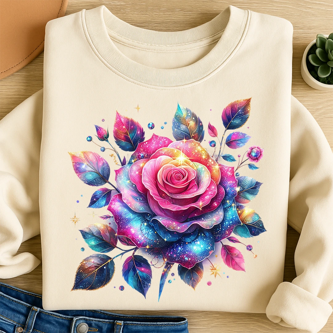 Bügelbild Rose Rainbow Galaxy